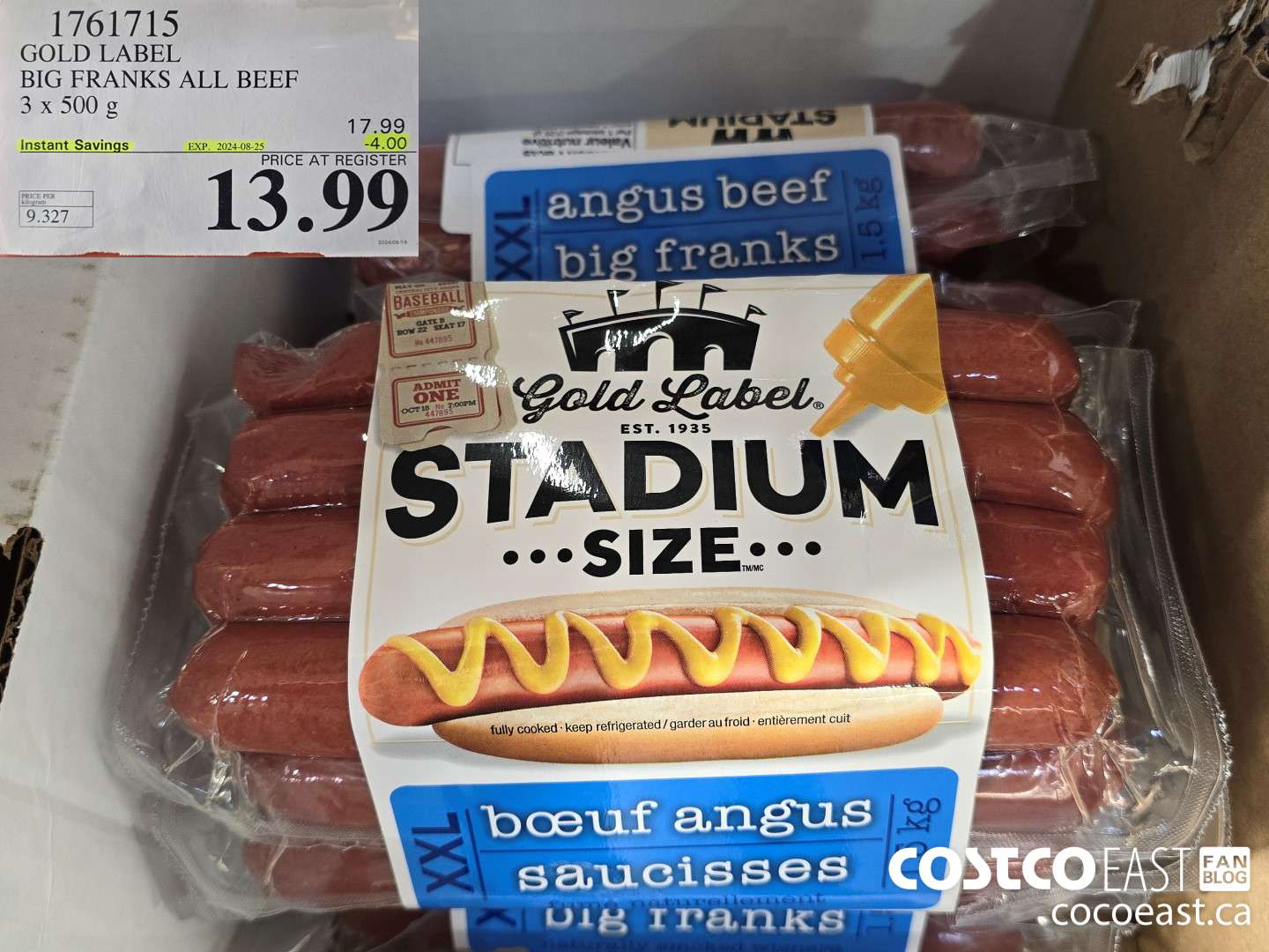 1761715 GOLD LABEL BIG FRANKS ALL BEEF 3 X 500 G ($4.00 INSTANT SAVINGS EXPIRES ON 2024-08-25) $13.99