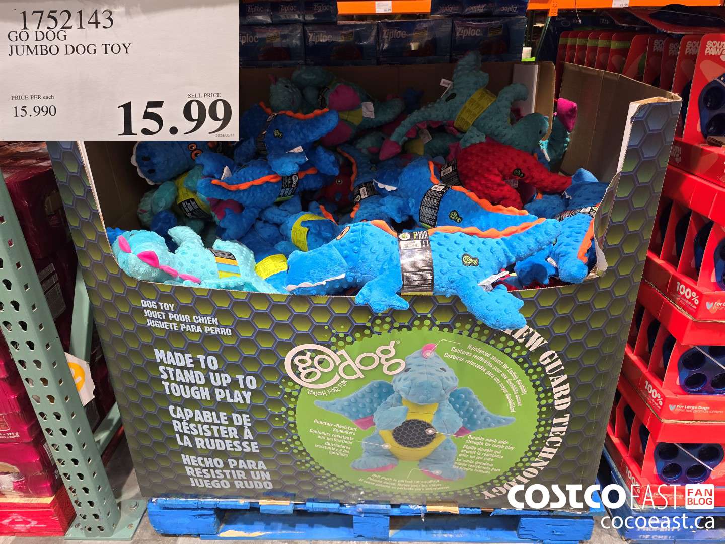 1752143 GO DOG JUMBO DOG TOY $15.99