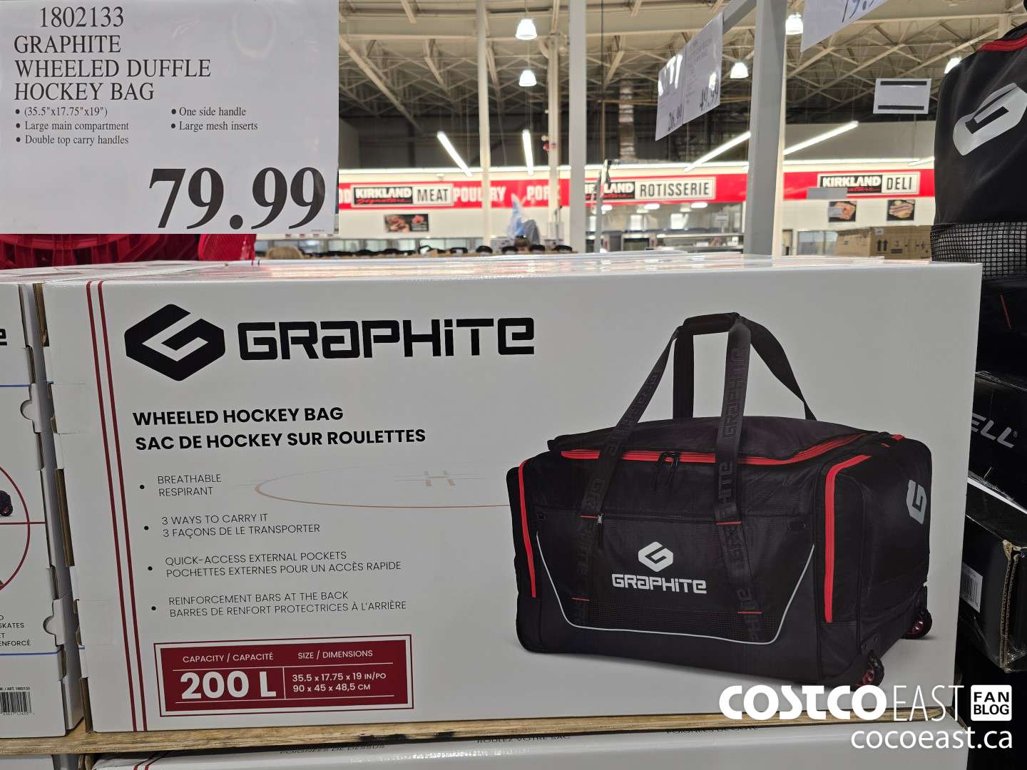 1802133 GRAPHITE WHEELED DUFFLE HOCKEY BAG $79.99