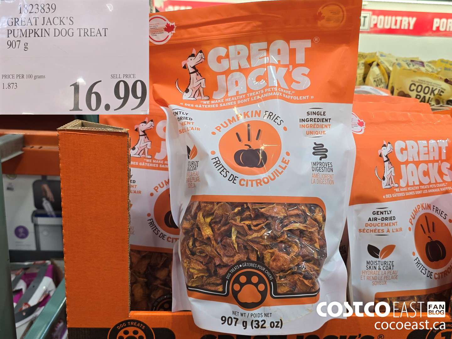 1823839 GREAT JACK'S PUMPKIN DOG TREAT 907 g $16.99