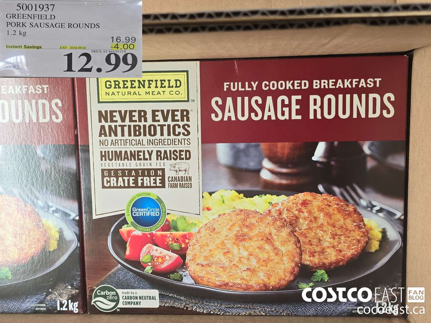 5001937 GREENFIELD PORK SAUSAGE ROUNDS 1.2 kg ($4.00 INSTANT SAVINGS EXPIRES ON 2024-09-01) $12.99