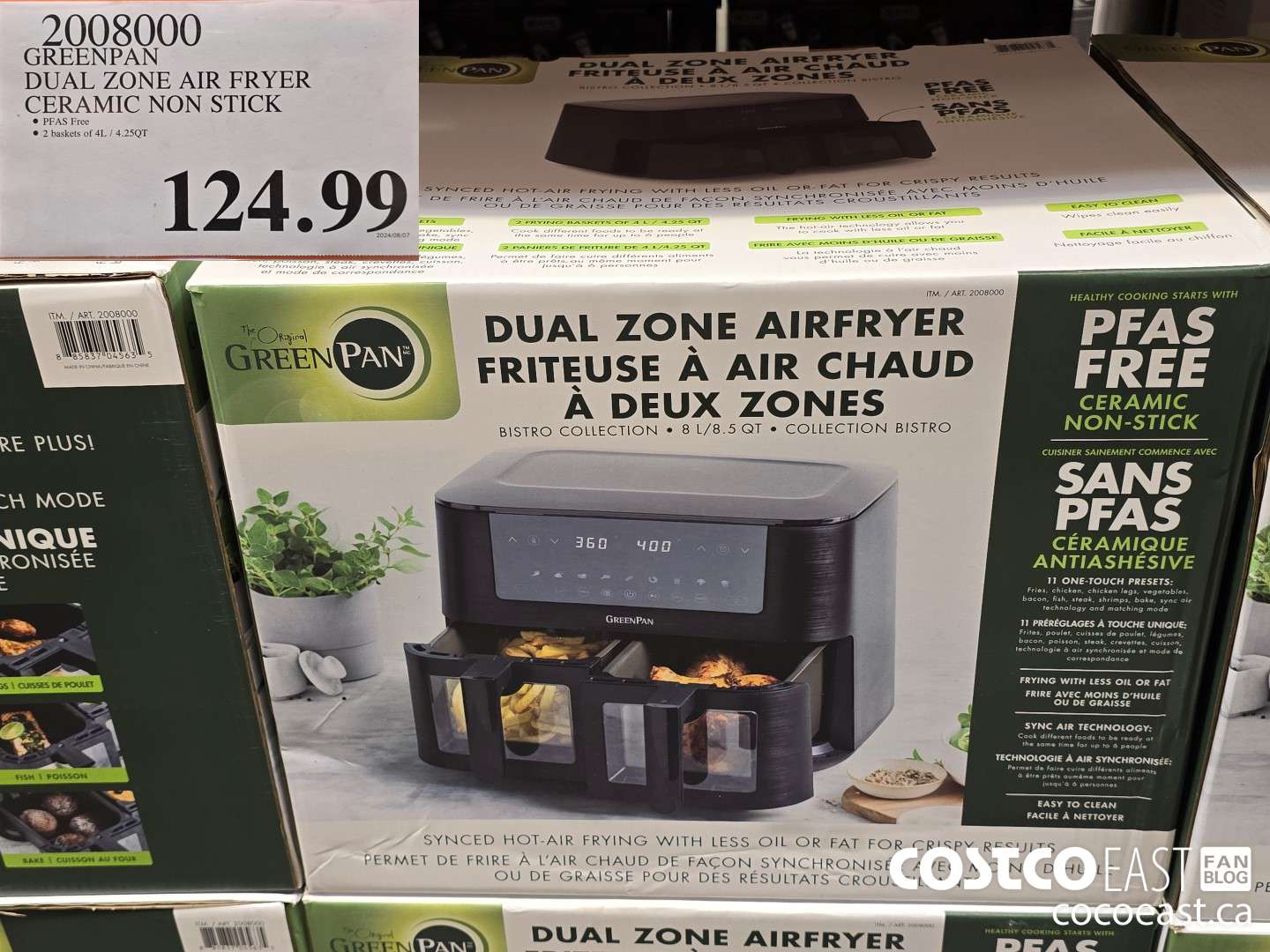 2008000 GREENPAN DUAL ZONE AIR FRYER CERAMIC NON STICK $124.99