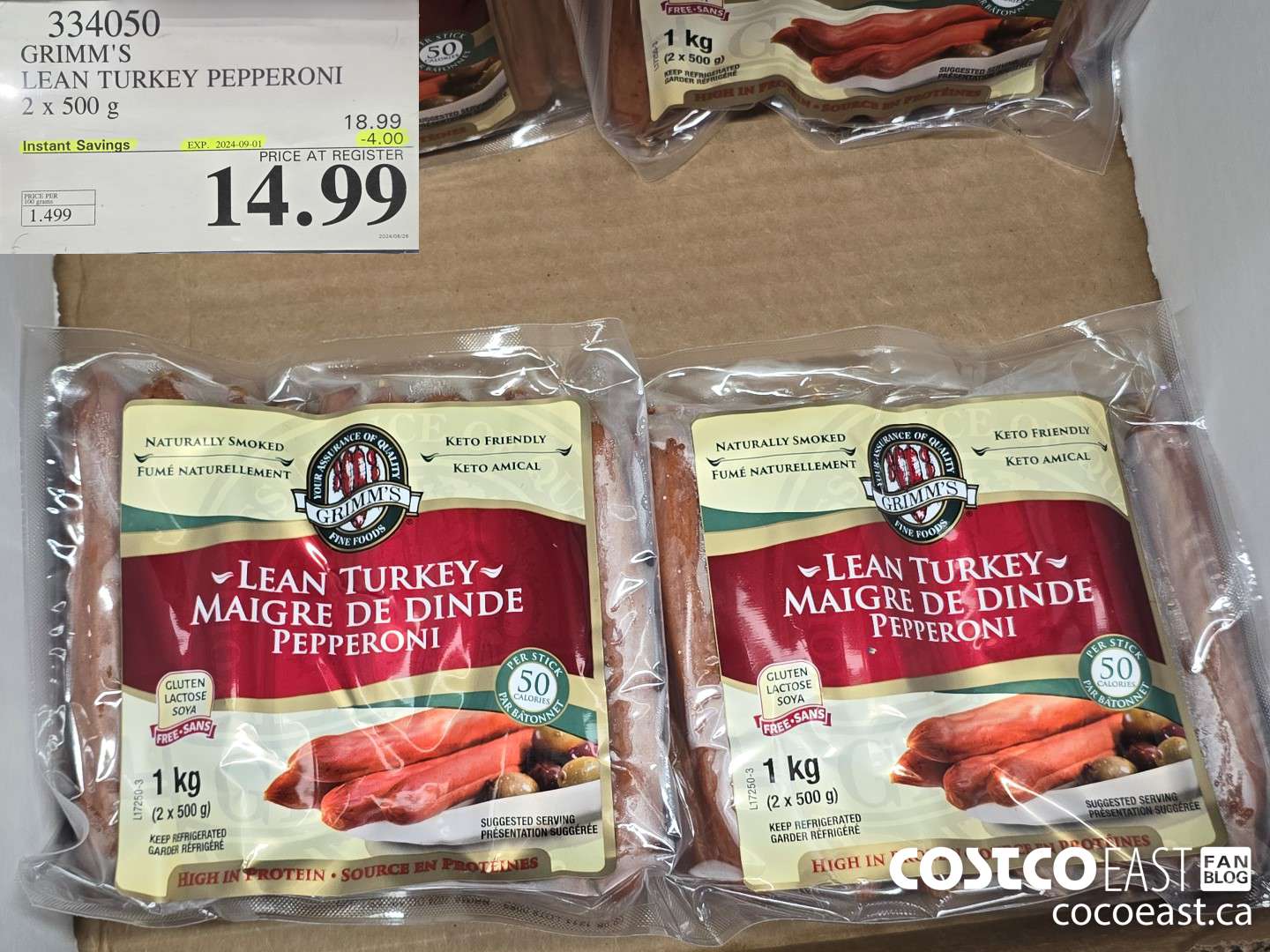 334050 GRIMM'S LEAN TURKEY PEPPERONI 2 X 500 G ($4.00 INSTANT SAVINGS EXPIRES ON 2024-09-01) $14.99