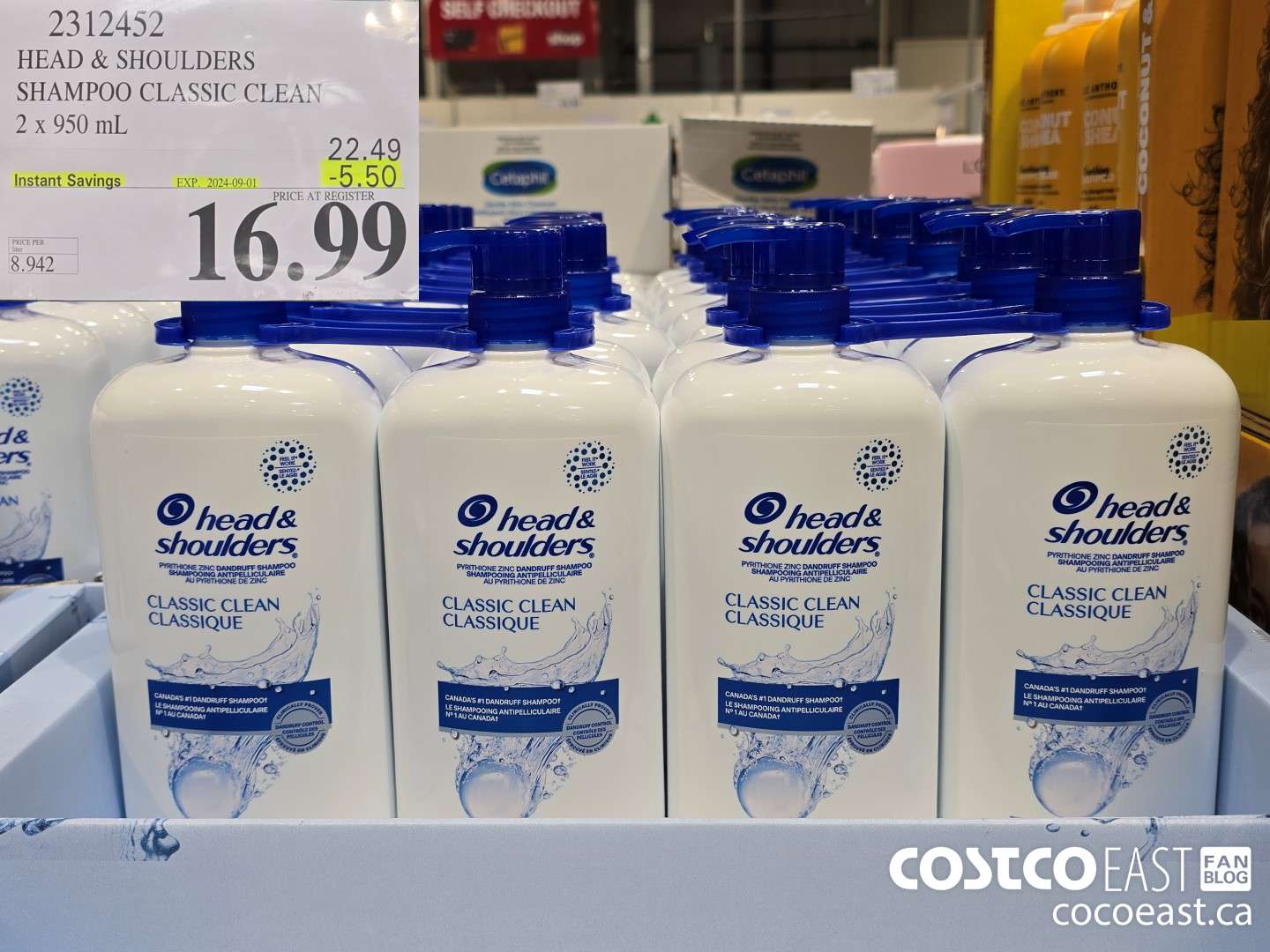 2312452 HEAD & SHOULDERS SHAMPOO CLASSIC CLEAN 2 X 950 ML ($5.50 INSTANT SAVINGS EXPIRES ON 2024-09-01) $16.99