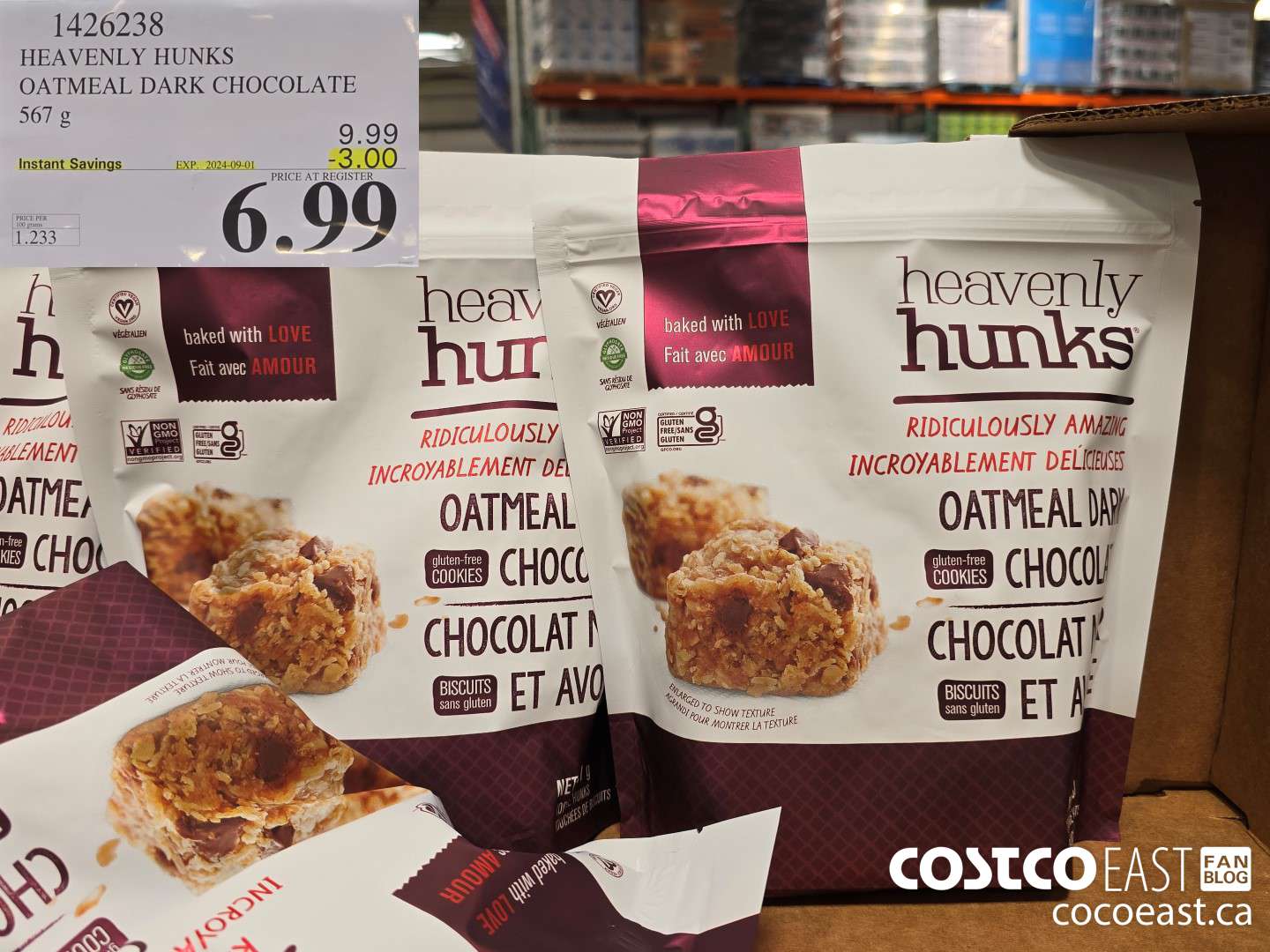 1426238 HEAVENLY HUNKS OATMEAL DARK CHOCOLATE 567 g ($3.00 INSTANT SAVINGS EXPIRES ON 2024-09-01) $6.99