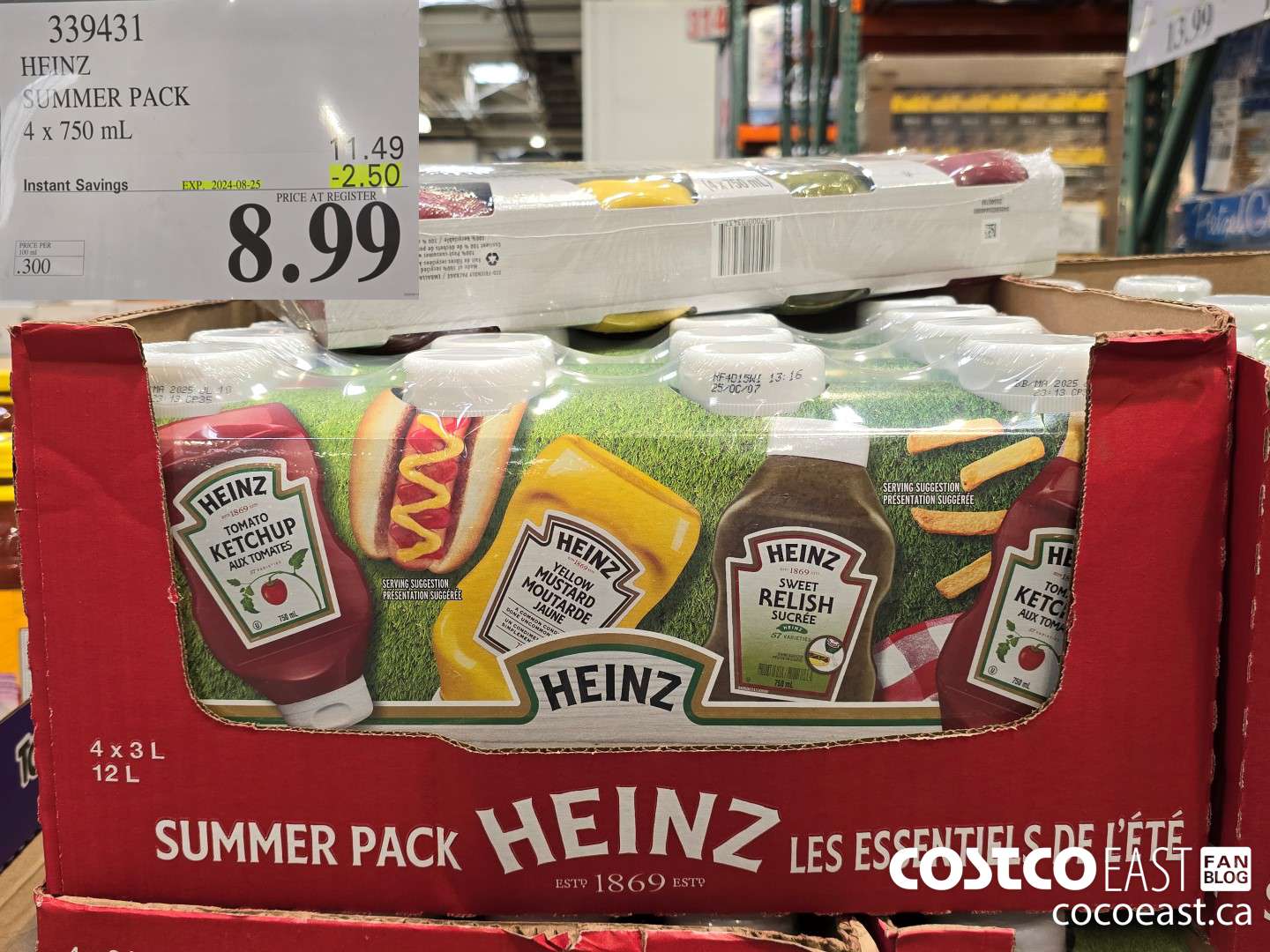 339431 HEINZ SUMMER PACK 4 x 750 mL ($2.50 INSTANT SAVINGS EXPIRES ON 2024-08-25) $8.99
