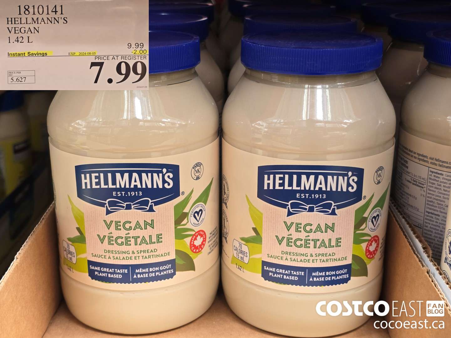 1810141 HELLMANN'S VEGAN 1.42 L ($2.00 INSTANT SAVINGS EXPIRES ON 2024-08-05) $7.99