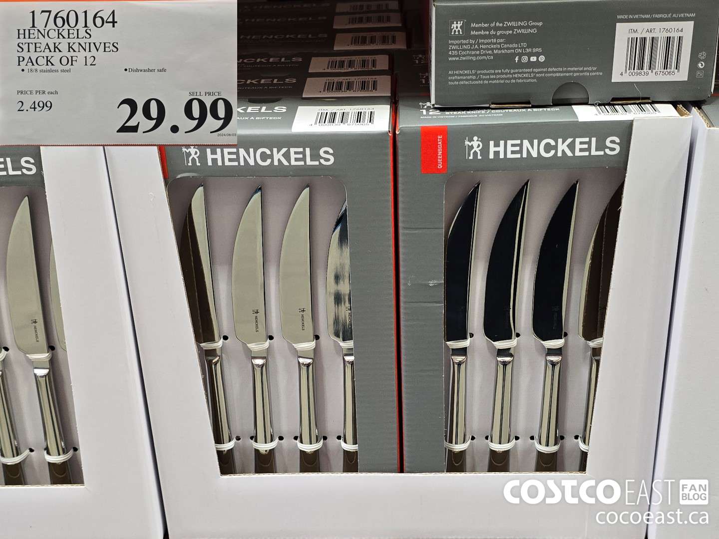 1760164 HENCKELS STEAK KNIVES PACK OF 12 $29.99