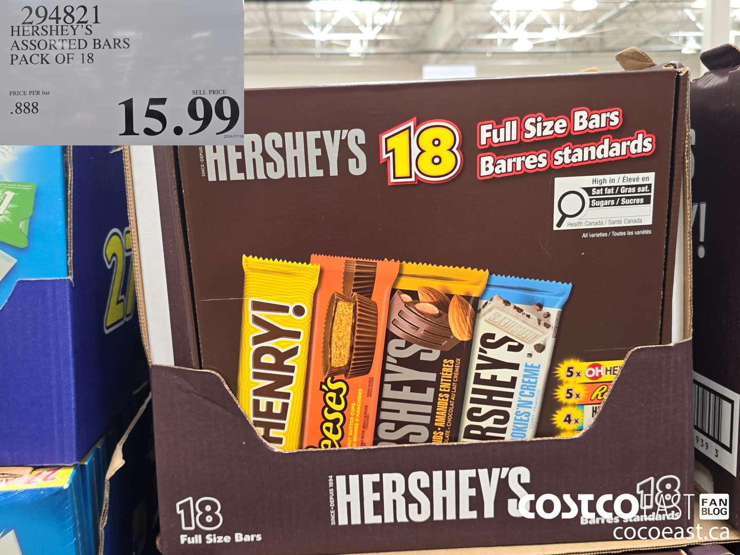 294821 HERSHEY'S ASSORTED BARS PACK OF 18 $15.99