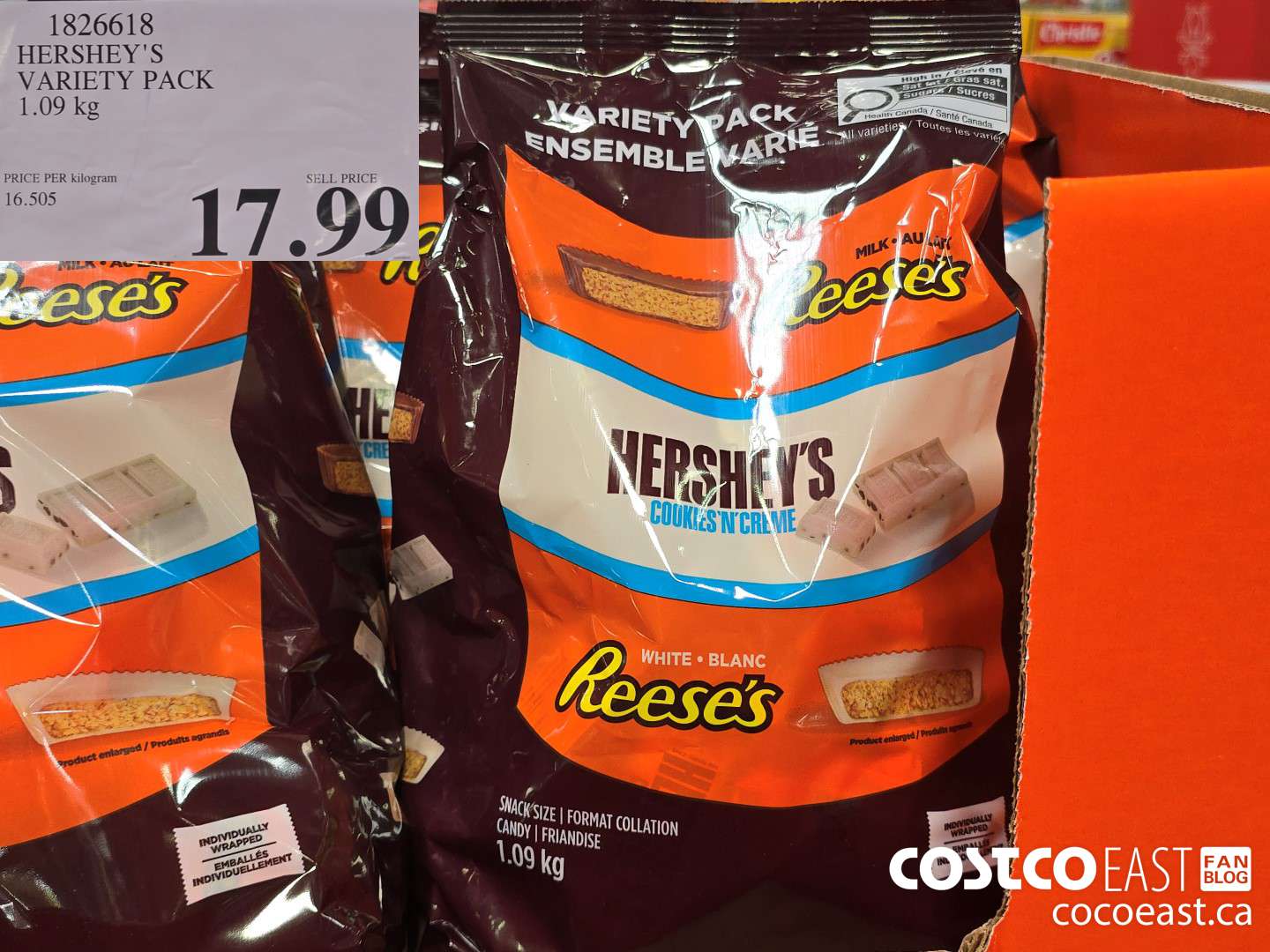 1826618 HERSHEY'S VARIETY PACK 1.09 kg $17.99