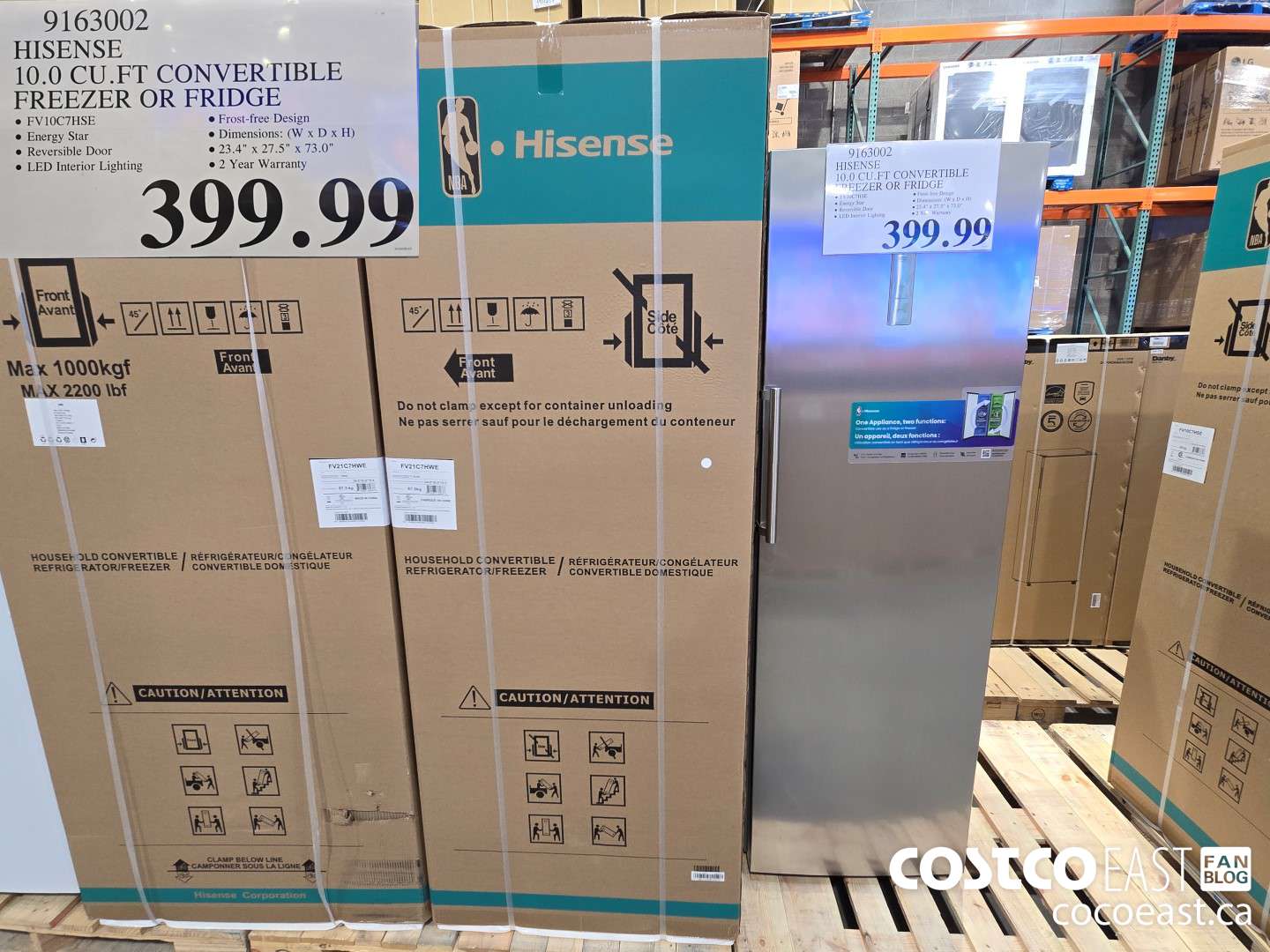 9163002 HISENSE 10.0 CU.FT CONVERTIBLE FREEZER OR FRIDGE $399.99