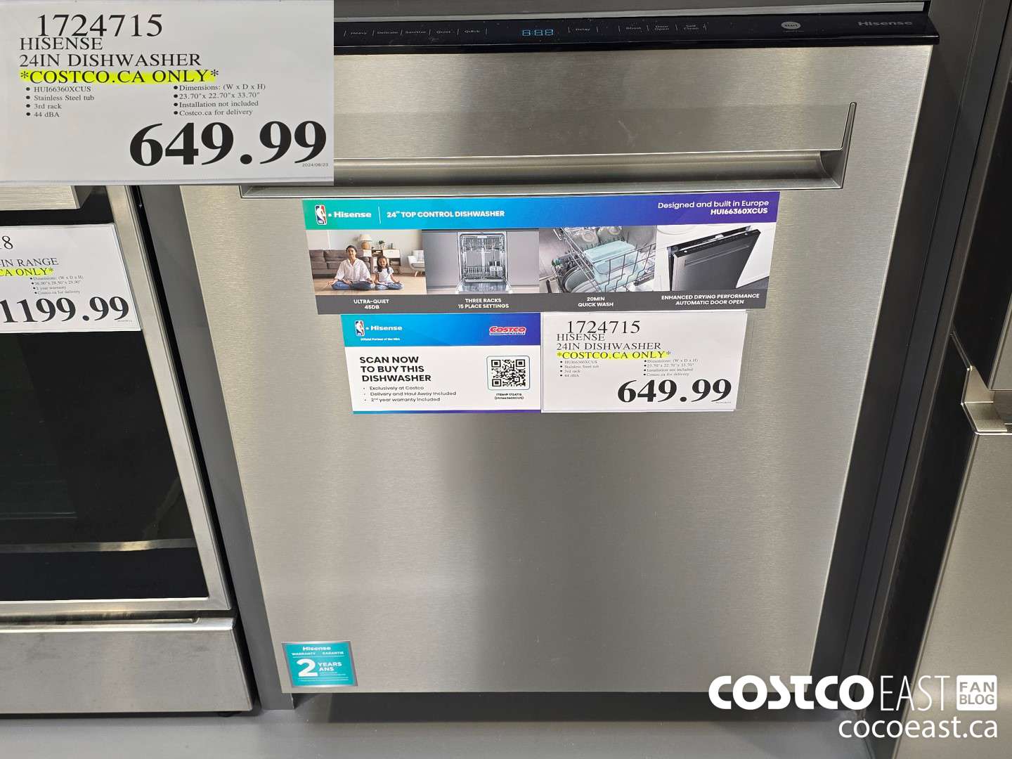 1724715 HISENSE 24IN DISHWASHER *COSTCO.CA ONLY* $649.99