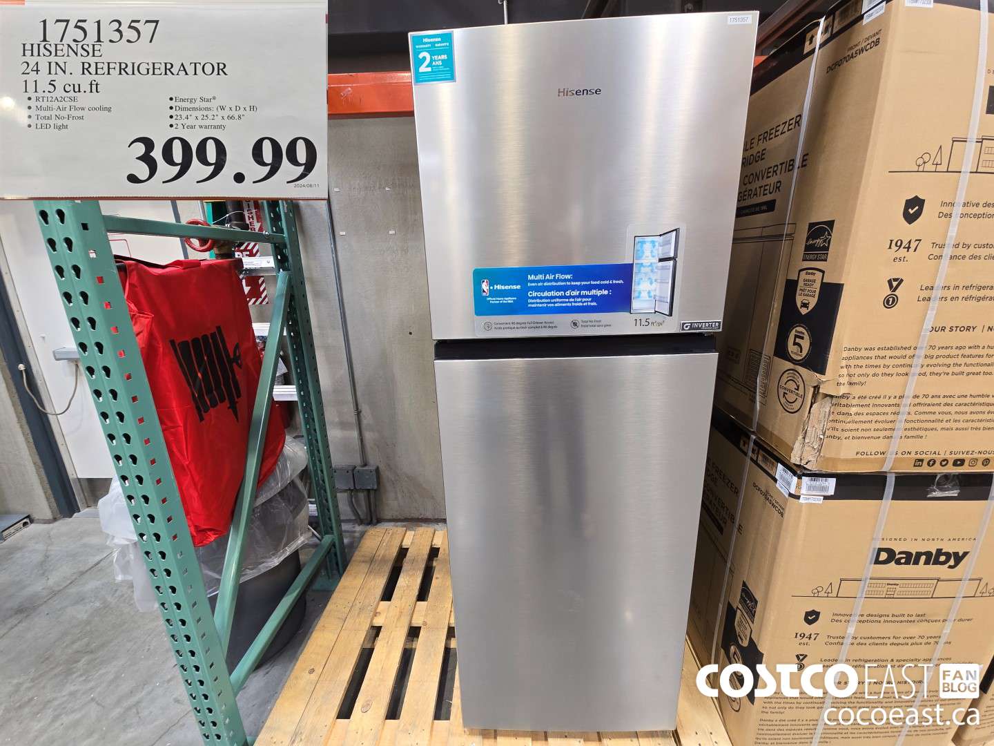 1751357 HISENSE 24 IN. REFRIGERATOR 11.5 cu.ft $399.99