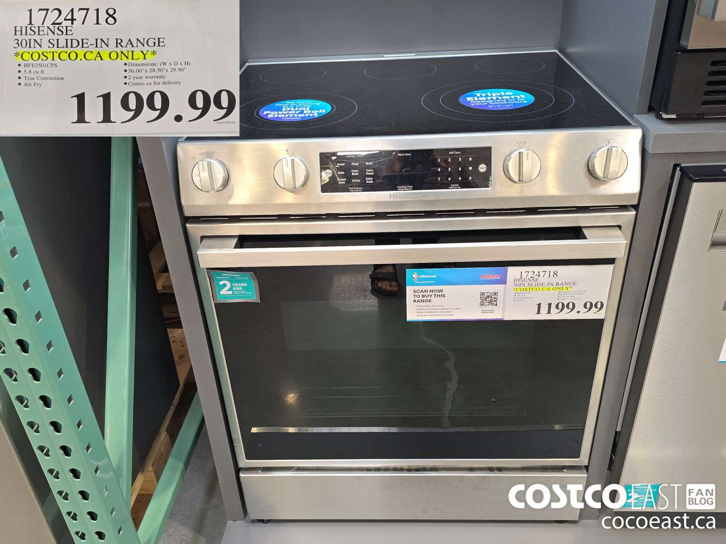 1724718 HISENSE 30IN SLIDE-IN RANGE *COSTCO.CA ONLY* $1199.99