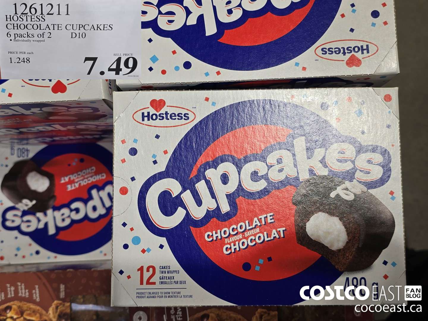 1261211 HOSTESS CHOCOLATE CUPCAKES 6 packs of 2 $7.49