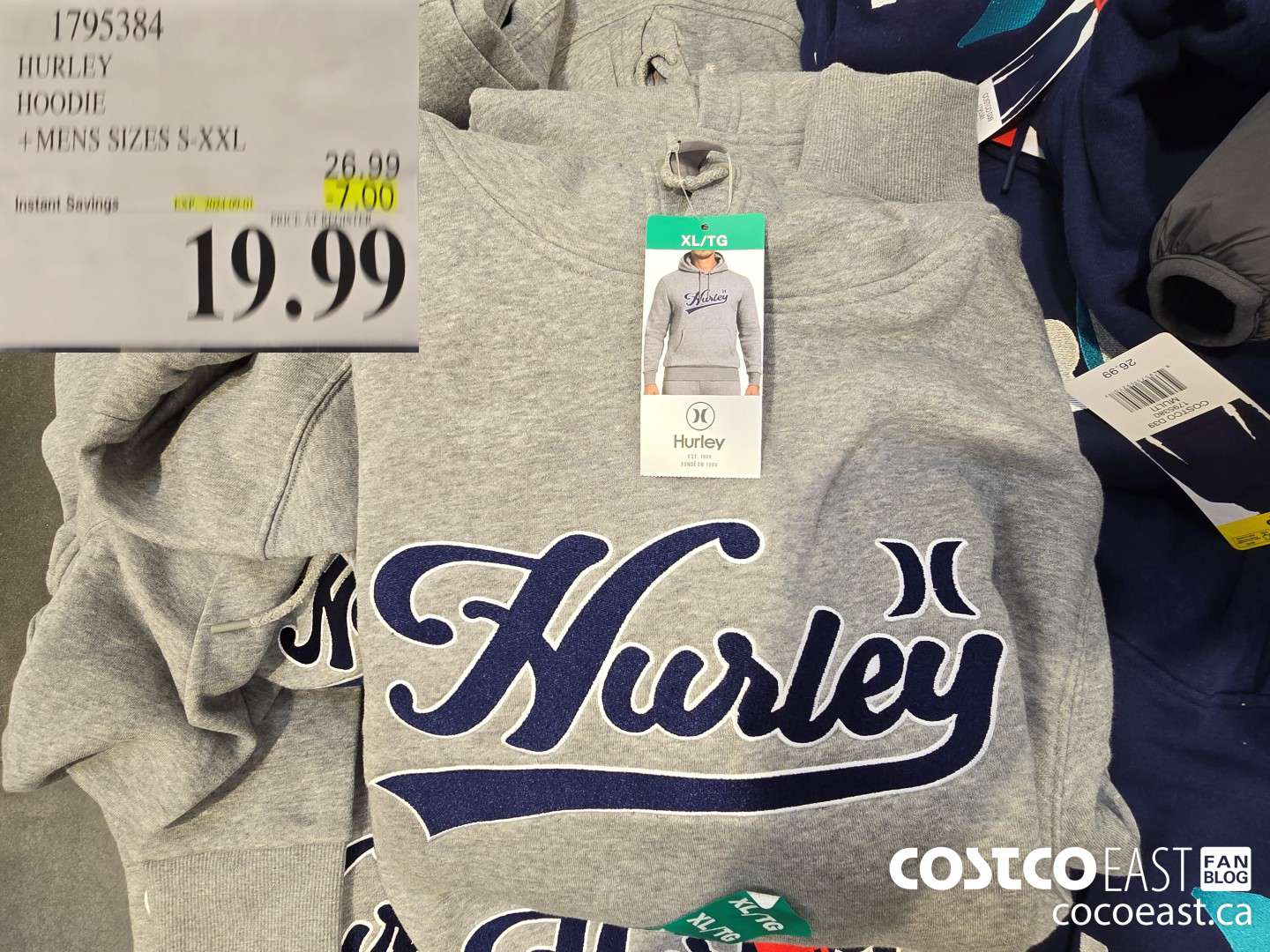 1795384 HURLEY HOODIE +MENS SIZES S-XXL ($7.00 INSTANT SAVINGS EXPIRES ON 2024-09-01) $19.99