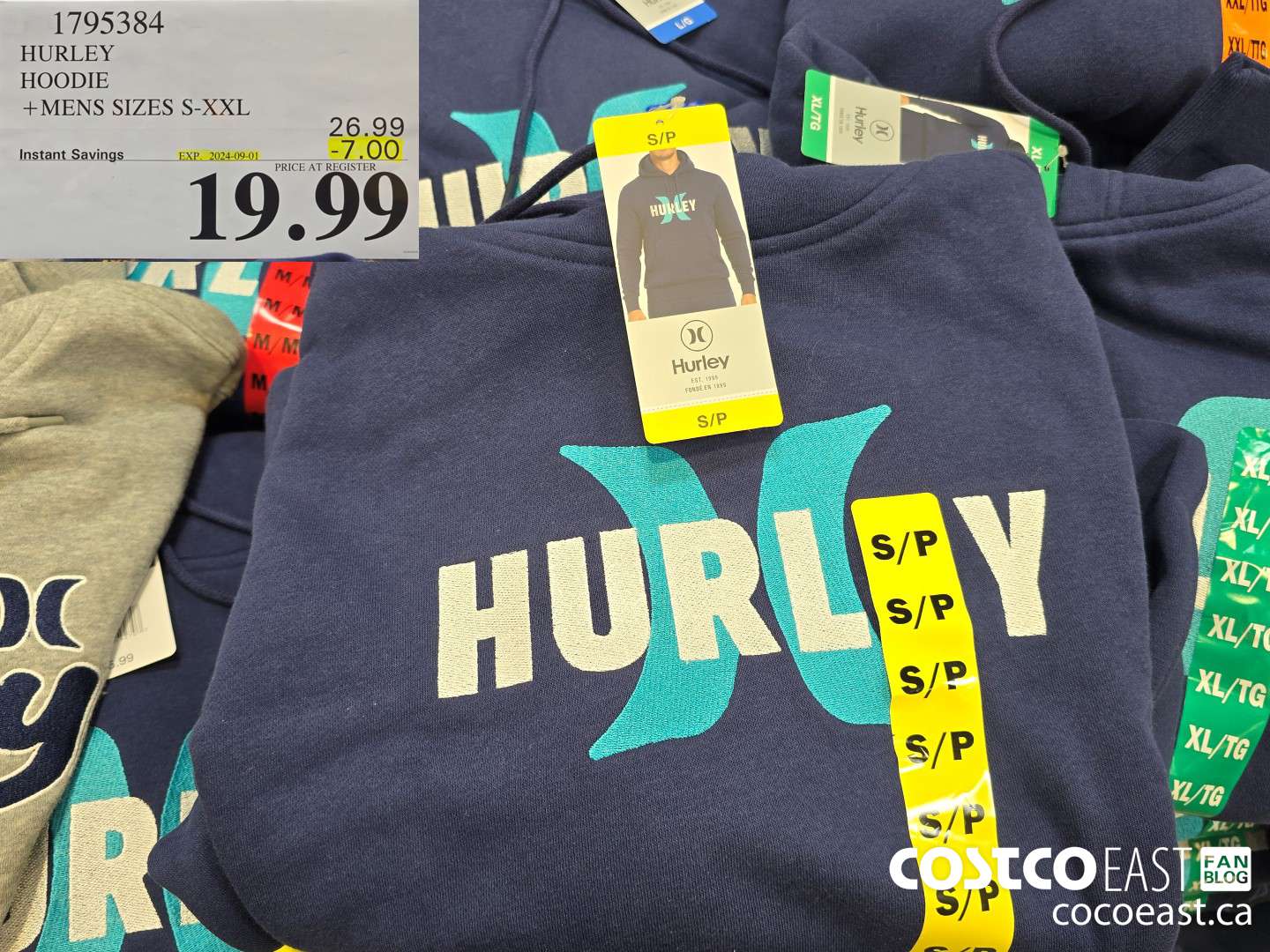 1795384 HURLEY HOODIE +MENS SIZES S-XXL ($7.00 INSTANT SAVINGS EXPIRES ON 2024-09-01) $19.99
