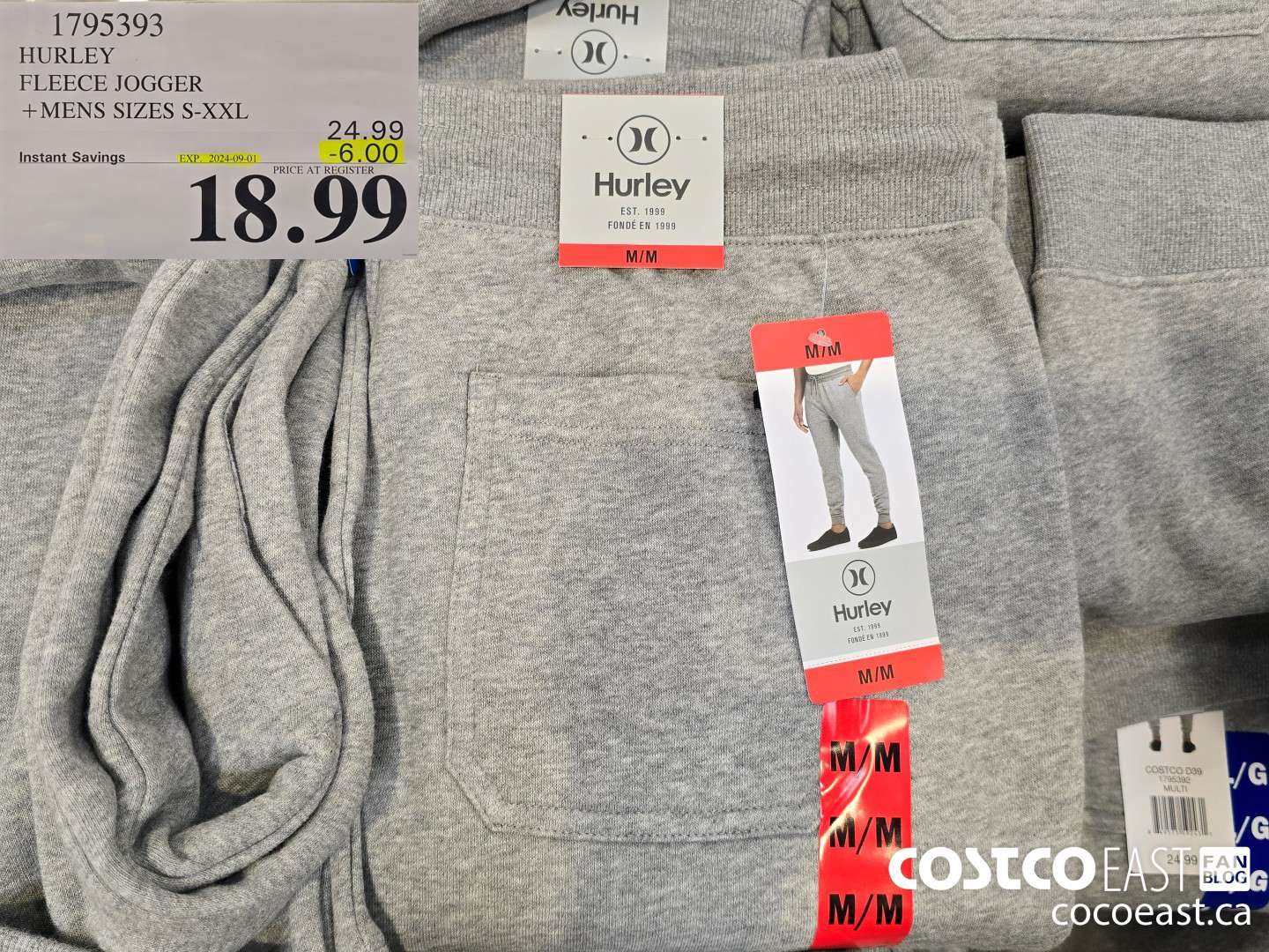 1795393 HURLEY FLEECE JOGGER +MENS SIZES S-XXL ($6.00 INSTANT SAVINGS EXPIRES ON 2024-09-01) $18.99