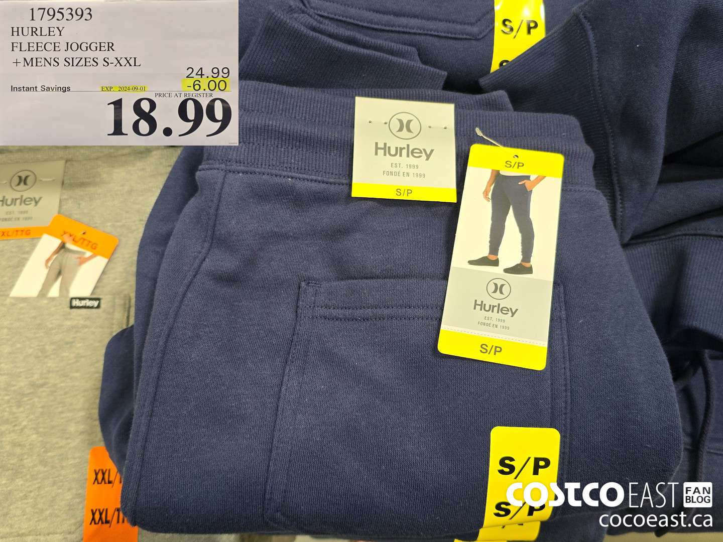 1795393 HURLEY FLEECE JOGGER +MENS SIZES S-XXL ($6.00 INSTANT SAVINGS EXPIRES ON 2024-09-01) $18.99