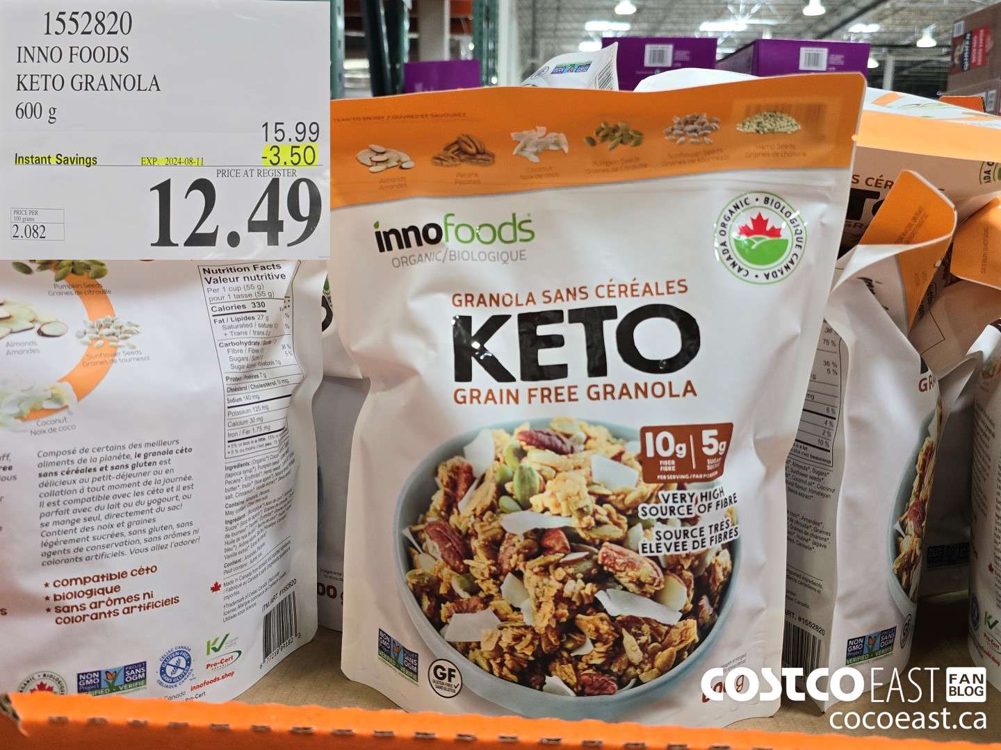 1552820 INNO FOODS KETO GRANOLA 600 G ($3.50 INSTANT SAVINGS EXPIRES ON 2024-08-11) $12.49