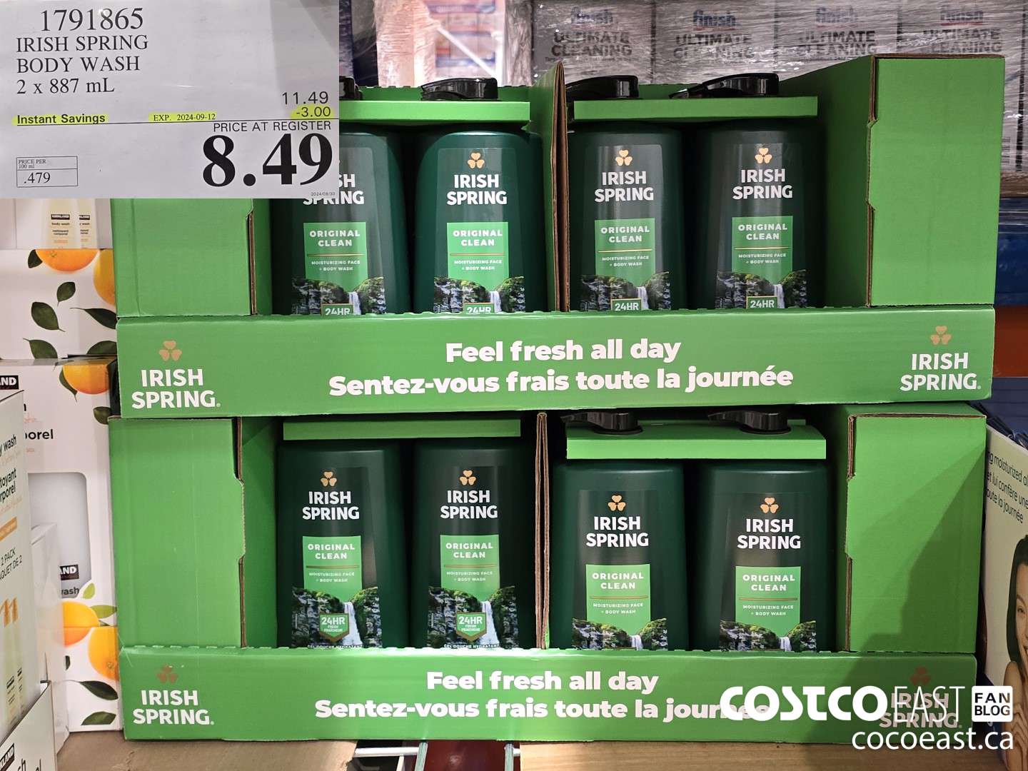 1791865 IRISH SPRING BODY WASH 2 x 887 mL ($3.00 INSTANT SAVINGS EXPIRES ON 2024-09-02) $8.49