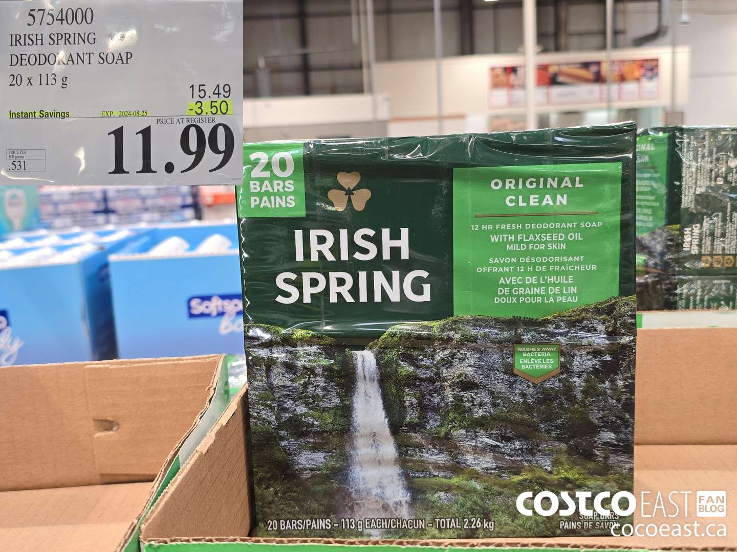 5754000 IRISH SPRING DEODORANT SOAP 20 X 113 G ($3.50 INSTANT SAVINGS EXPIRES ON 2024-08-25) $11.99