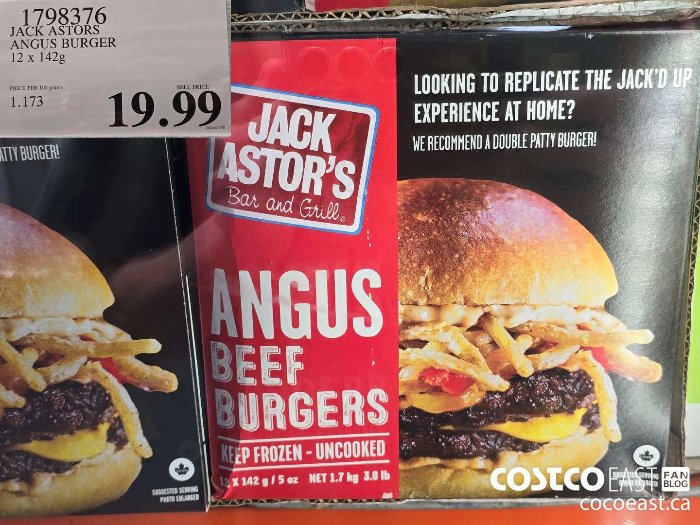 1798376 JACK ASTORS ANGUS BURGER 12 x 142 G $19.99