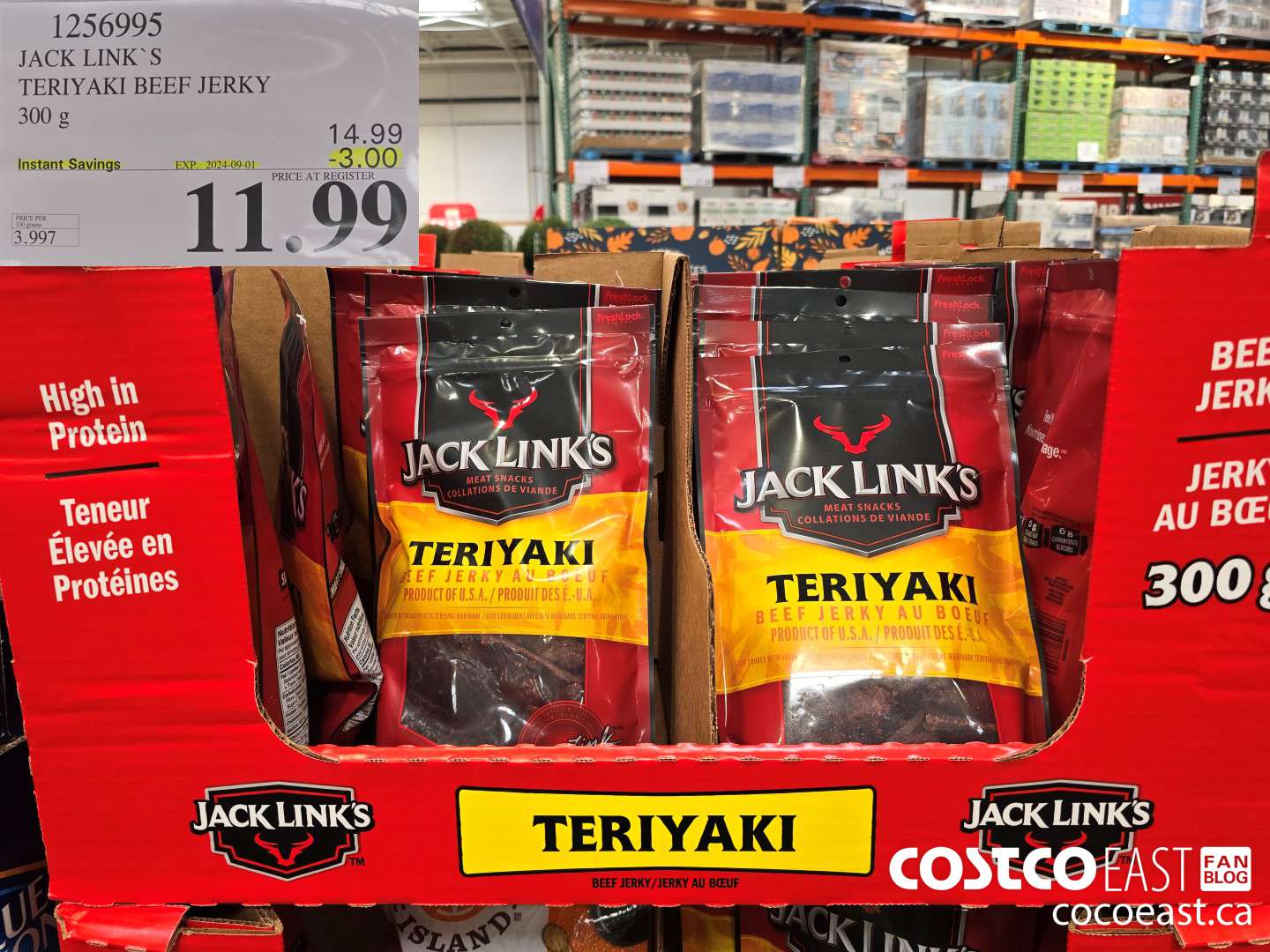 1256995 JACK LINKS TERIYAKI BEEF JERKY 300G ($3.00 INSTANT SAVINGS EXPIRES ON 2024-09-01) $11.99