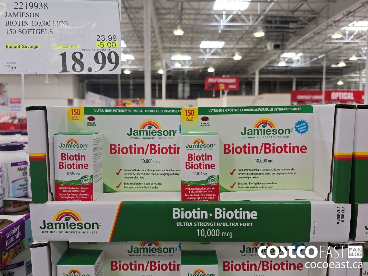 2219938 JAMIESON BIOTIN 10,000 MCG 150 SOFTGELS ($5.00 INSTANT SAVINGS EXPIRES ON 2024-09-01) $18.99