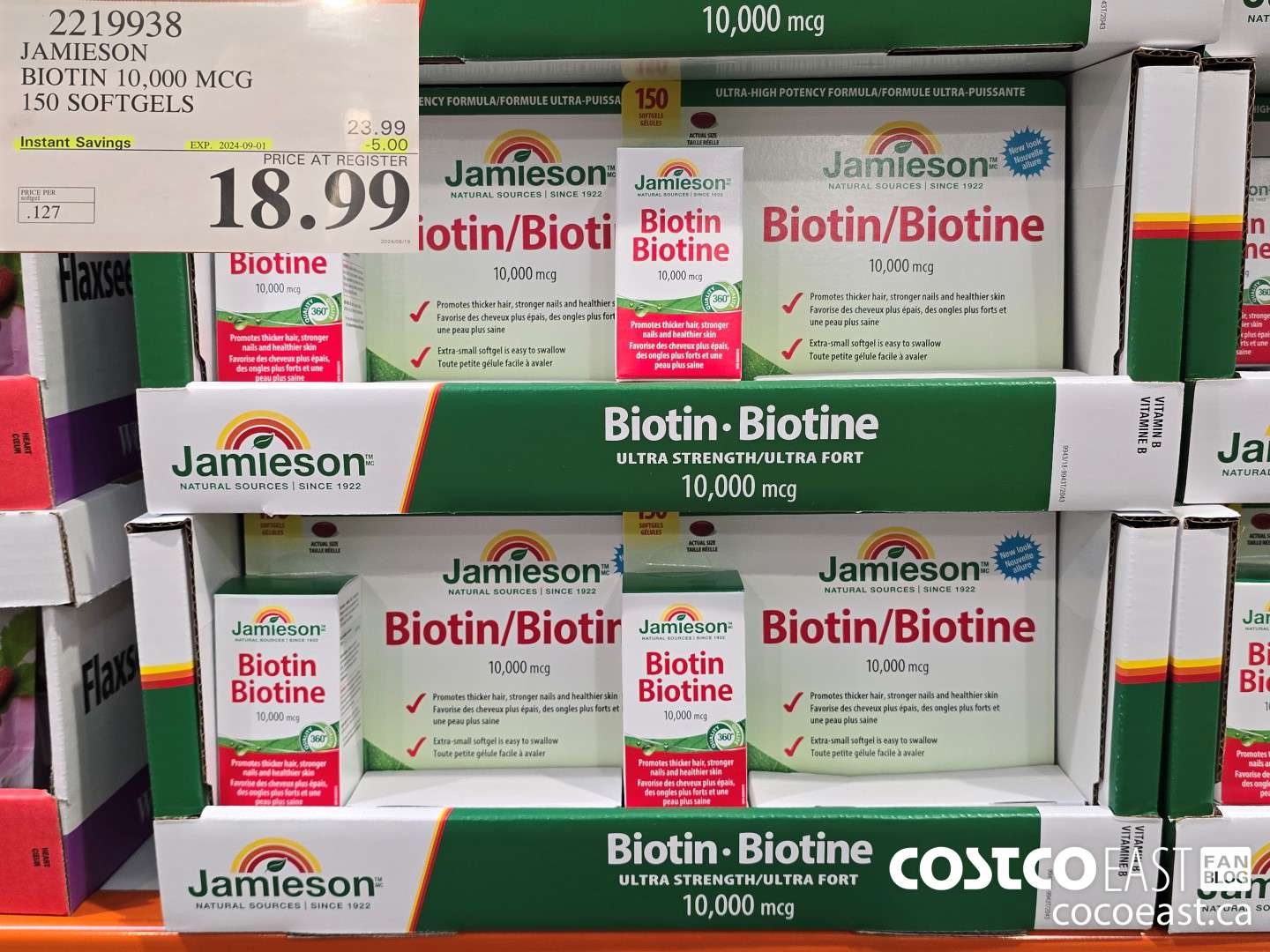 2219938 JAMIESON BIOTIN 10,000 MCG 150 SOFTGELS ($5.00 INSTANT SAVINGS EXPIRES ON 2024-09-01) $18.99