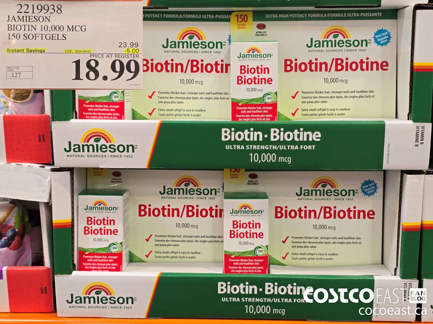 2219938 JAMIESON BIOTIN 10,000 MCG 150 SOFTGELS ($5.00 INSTANT SAVINGS EXPIRES ON 2024-09-01) $18.99