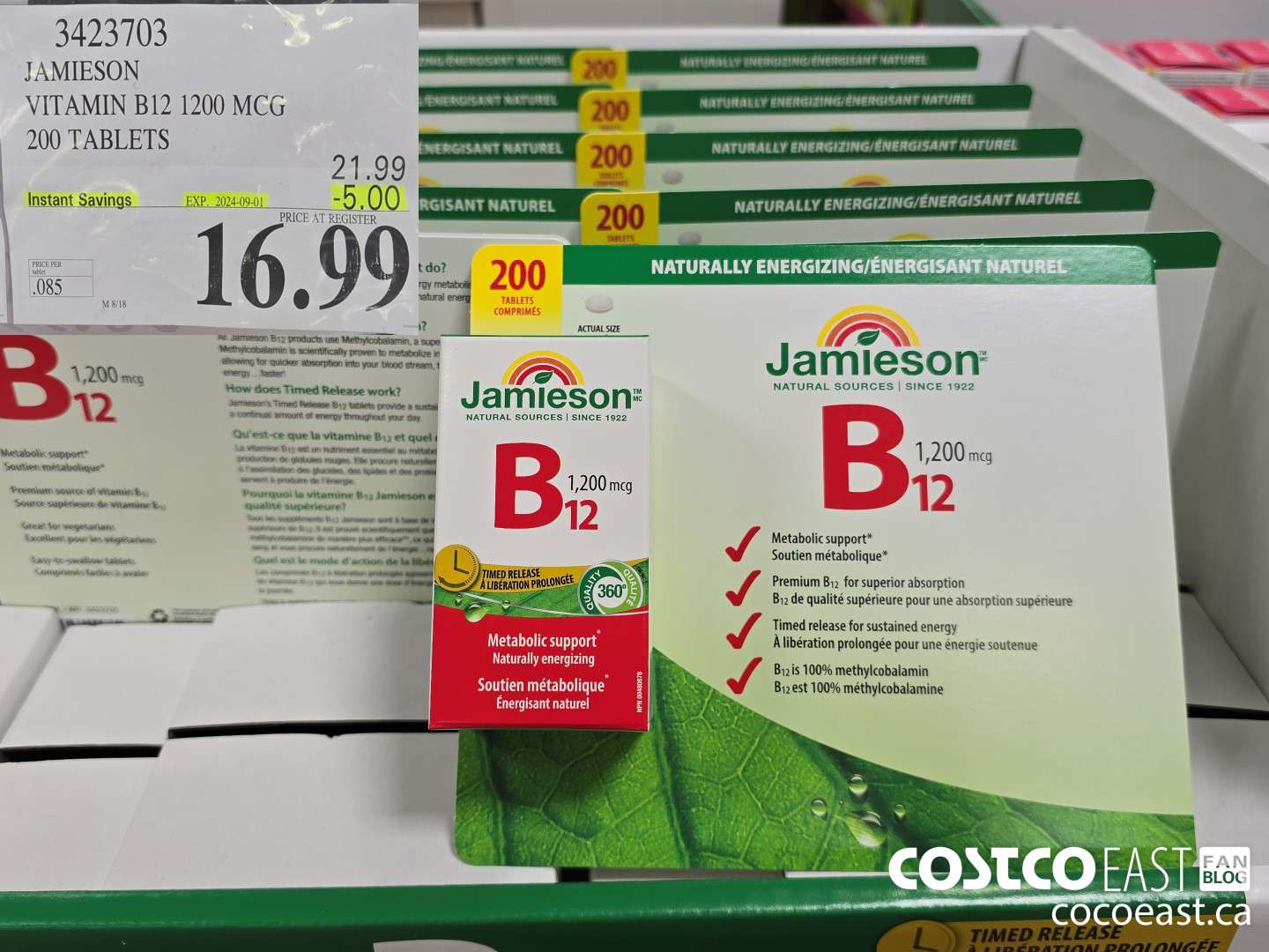 3423703 JAMIESON VITAMIN B12 1200MCG 200 TABLETS ($5.00 INSTANT SAVINGS EXPIRES ON 2024-09-01) $16.99