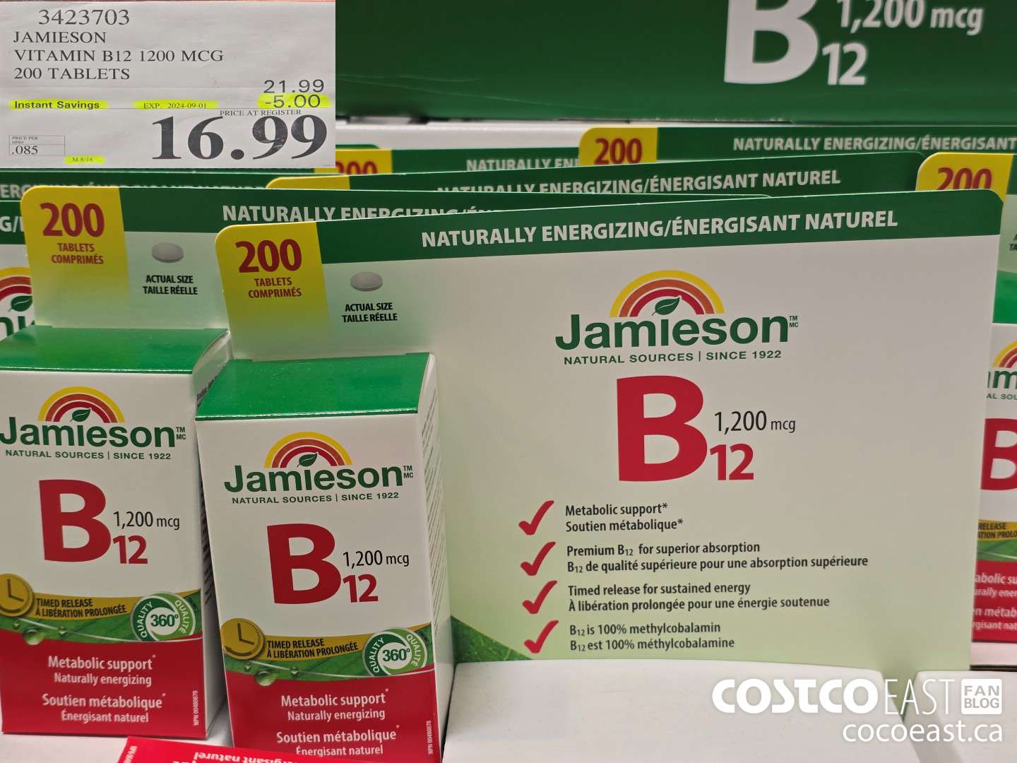 3423703 JAMIESON VITAMIN B12 1200MCG 200 TABLETS ($5.00 INSTANT SAVINGS EXPIRES ON 2024-09-01) $16.99