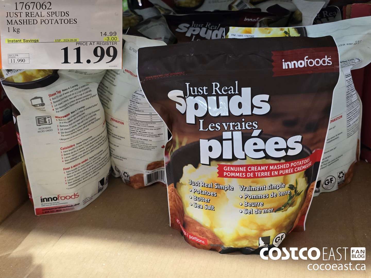 1767062 JUST REAL SPUDS MASHED POTATOES 1 kg ($3.00 INSTANT SAVINGS EXPIRES ON 2024-09-08) $11.99