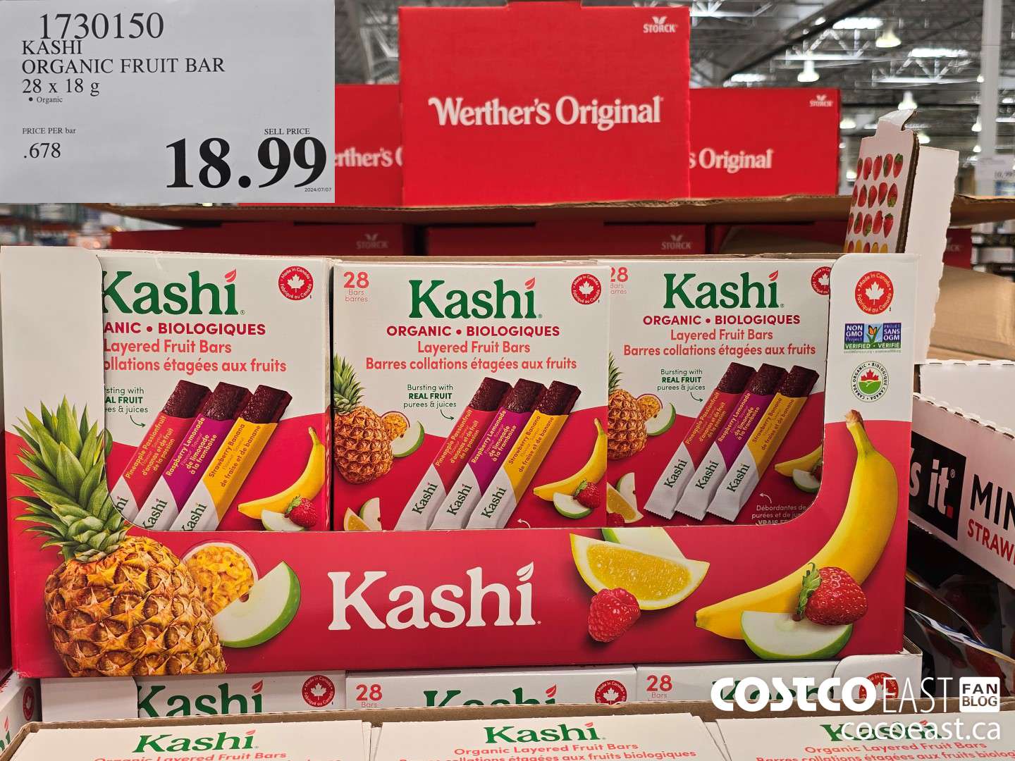 1730150 KASHI ORGANIC FRUIT BAR 28 x 18g $18.99