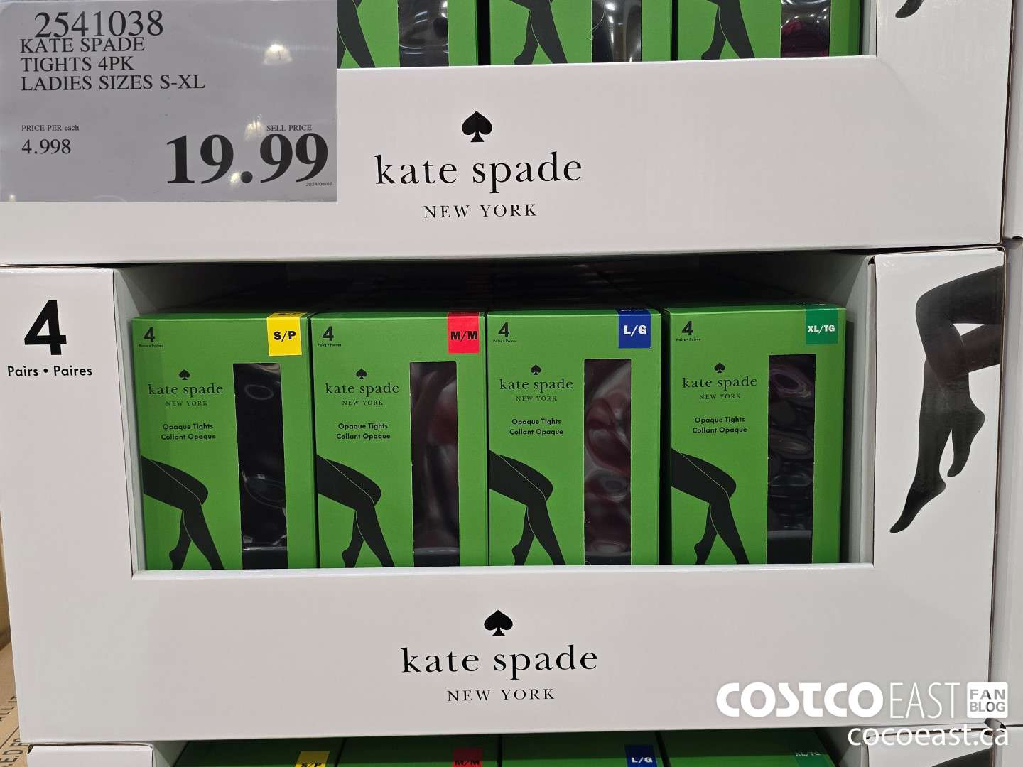 2541038 KATE SPADE TIGHTS 4PK LADIES SIZES S-XL $19.99
