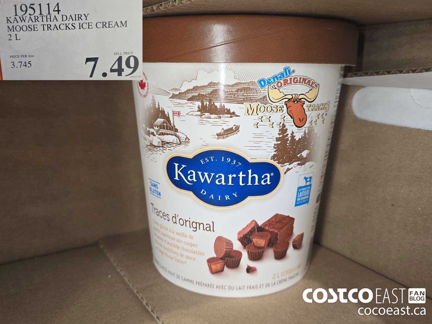 195114 KAWARTHA DAIRY MOOSE TRACKS ICE CREAM 2 L $7.49