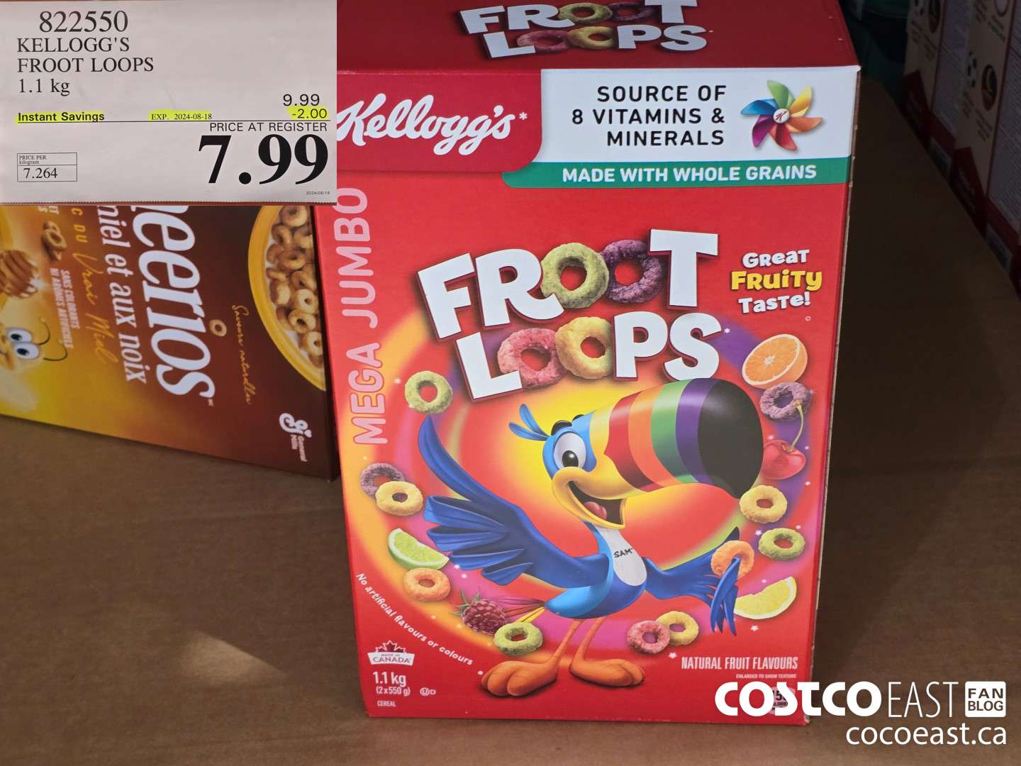 822550 KELLOGG'S FROOT LOOPS 1.1 kg ($2.00 INSTANT SAVINGS EXPIRES ON 2024-08-18) $7.99
