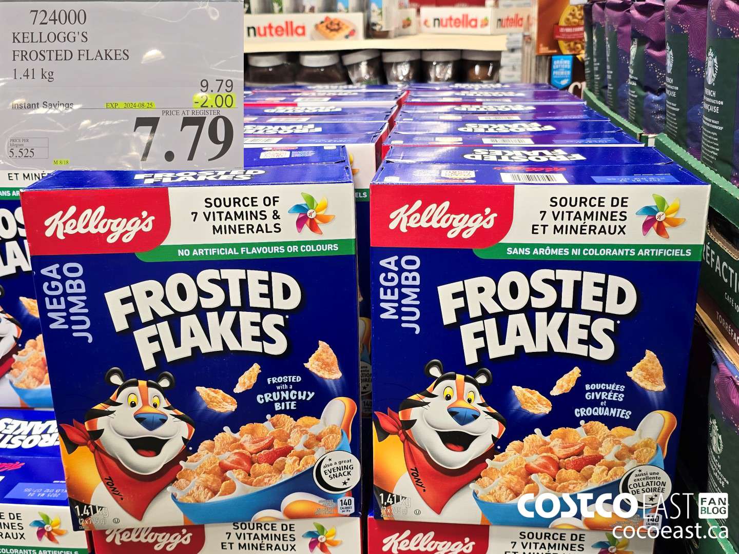 724000 KELLOGG'S FROSTED FLAKES 1.41 kg ($2.00 INSTANT SAVINGS EXPIRES ON 2024-08-25) $7.79