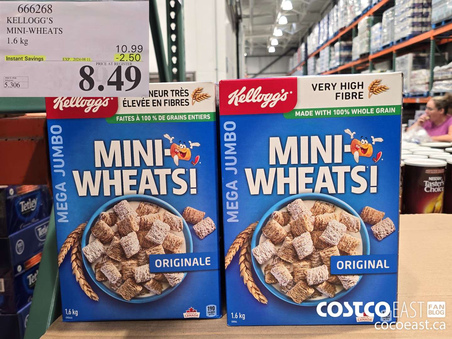 666268 KELLOGG'S MINI-WHEATS 1.6 KG ($2.50 INSTANT SAVINGS EXPIRES ON 2024-08-11) $8.49
