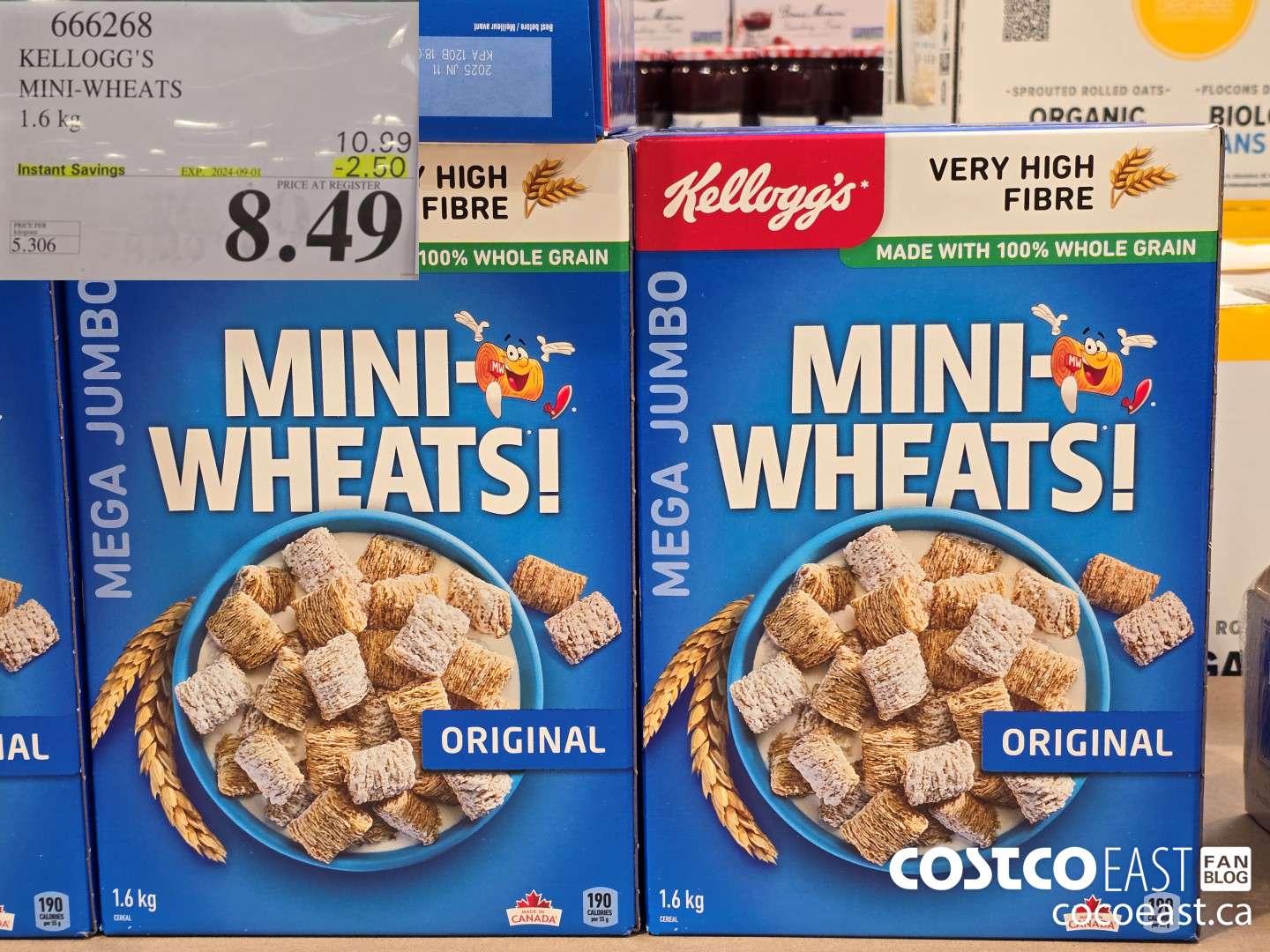 666268 KELLOGG'S MINI-WHEATS 1.6 KG ($2.50 INSTANT SAVINGS EXPIRES ON 2024-09-01) $8.49