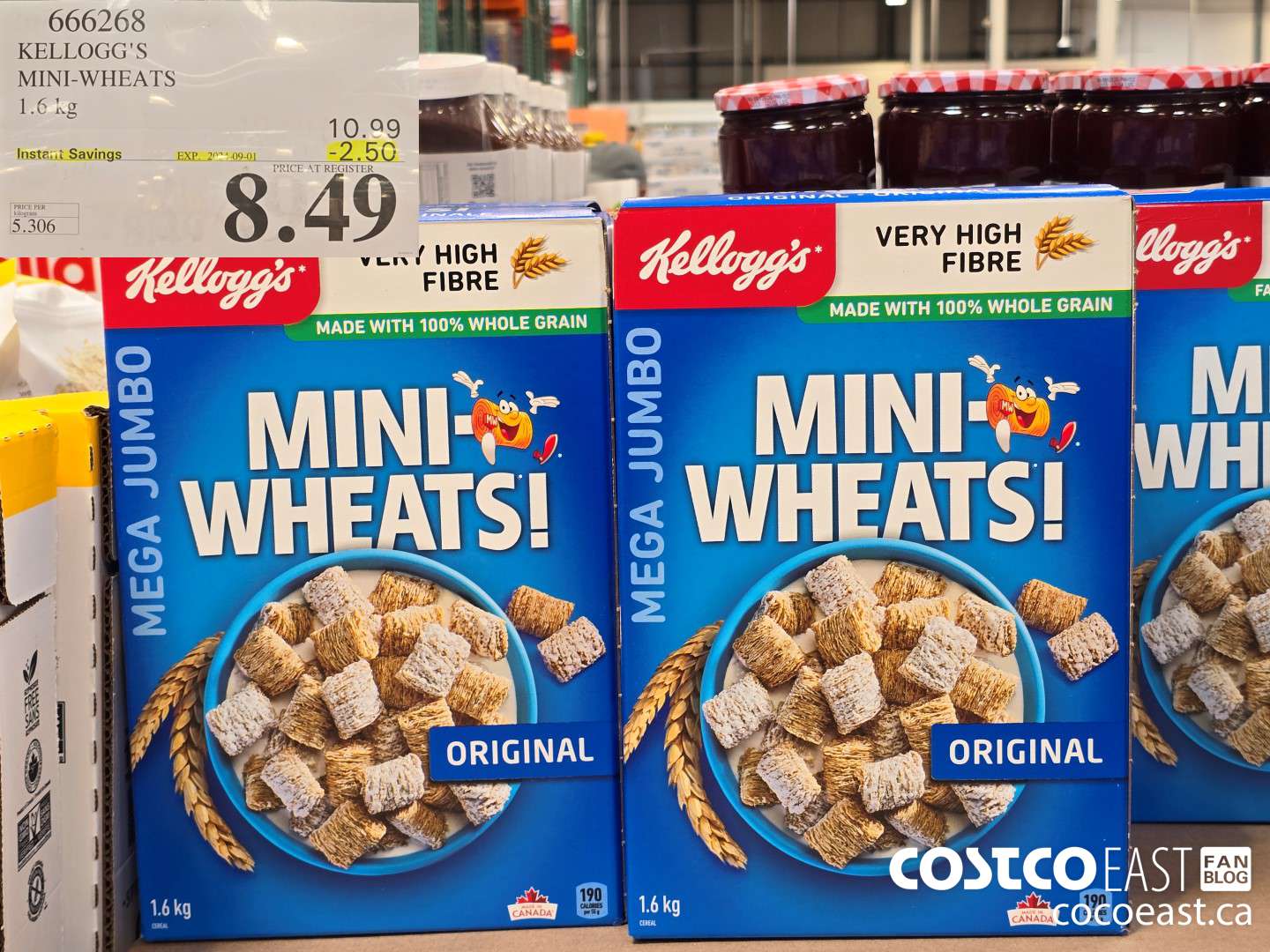 666268 KELLOGG'S MINI-WHEATS 1.6 KG ($2.50 INSTANT SAVINGS EXPIRES ON 2024-09-01) $8.49