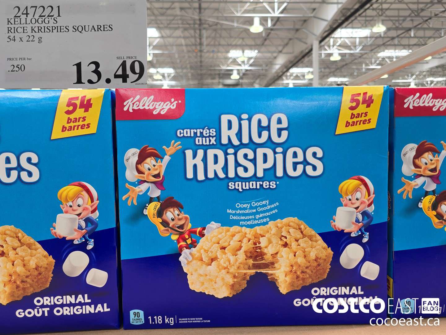 247221 KELLOGG'S RICE KRISPIES SQUARES 54 X 22 G $13.49