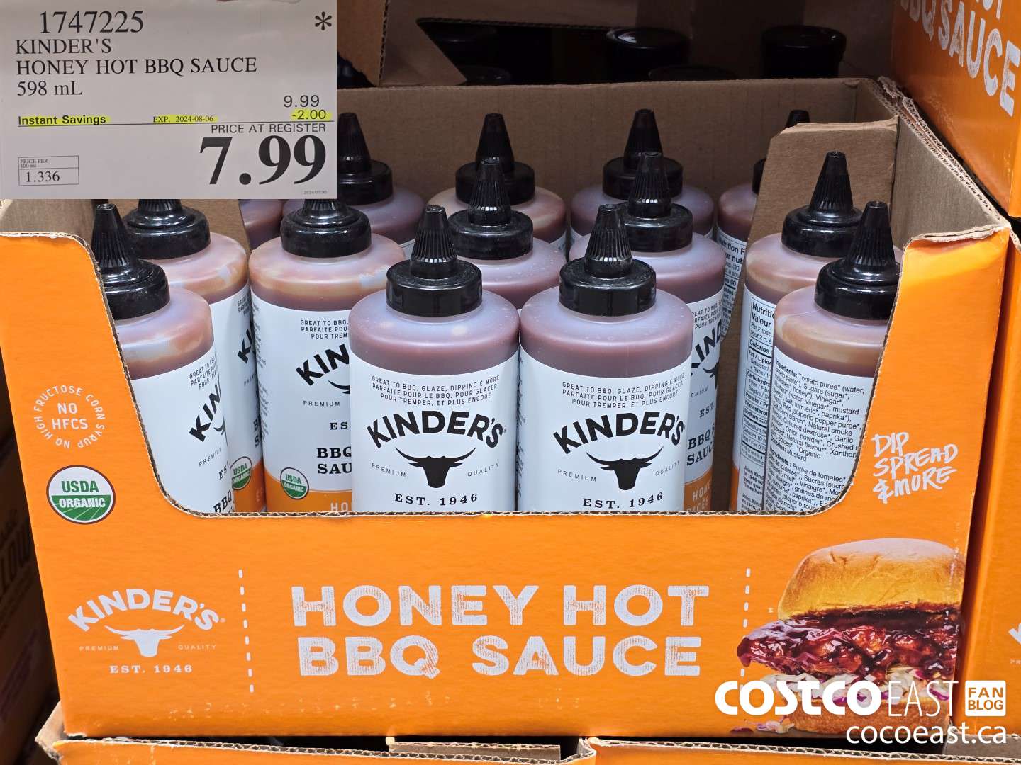 1747225 KINDER'S HONEY HOT BBQ SAUCE 598 mL ($2.00 INSTANT SAVINGS EXPIRES ON 2024-08-06) $7.99