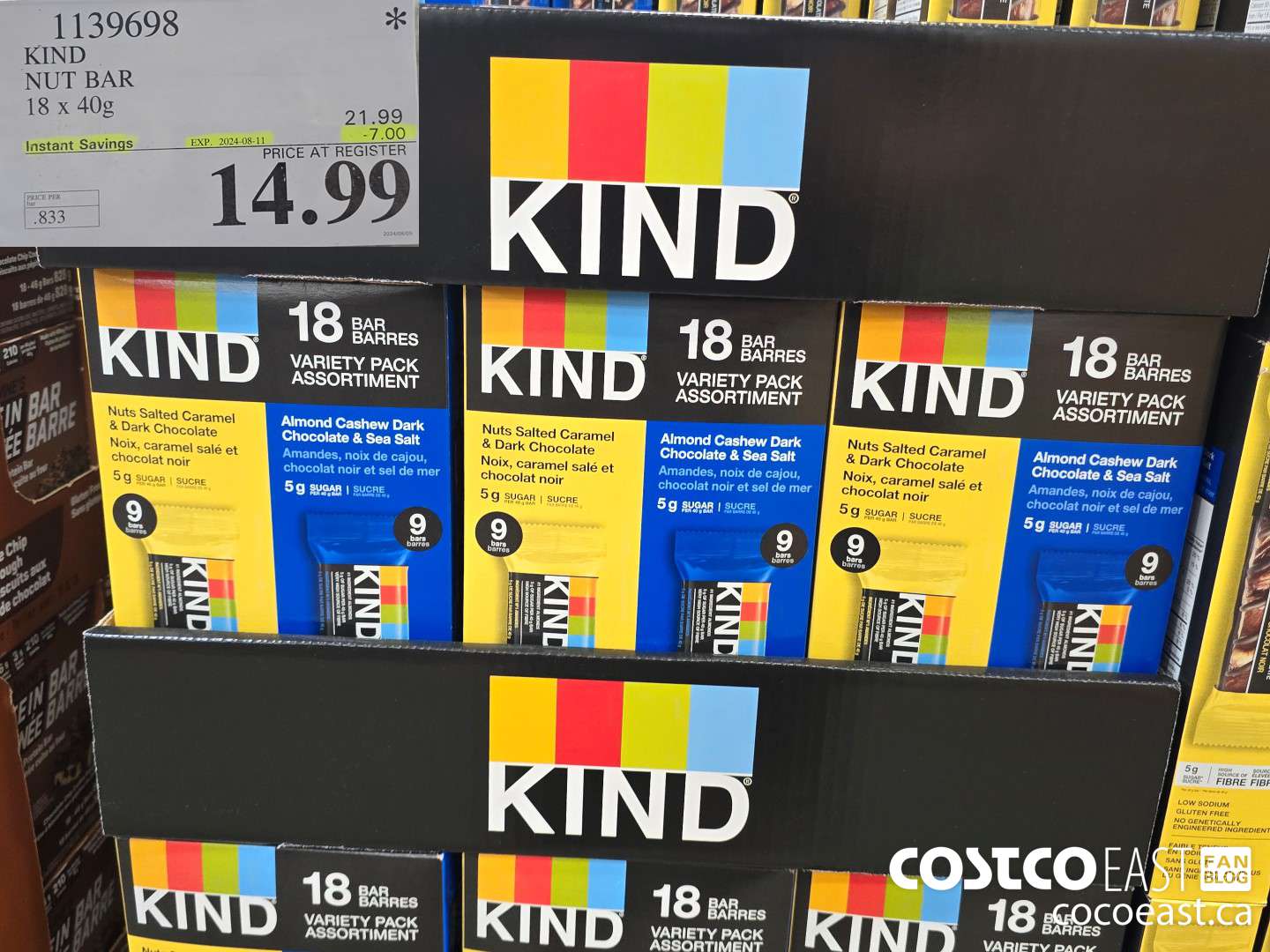 1139698 KIND NUT BAR 18 x 40G ($7.00 INSTANT SAVINGS EXPIRES ON 2024-08-11) $14.99