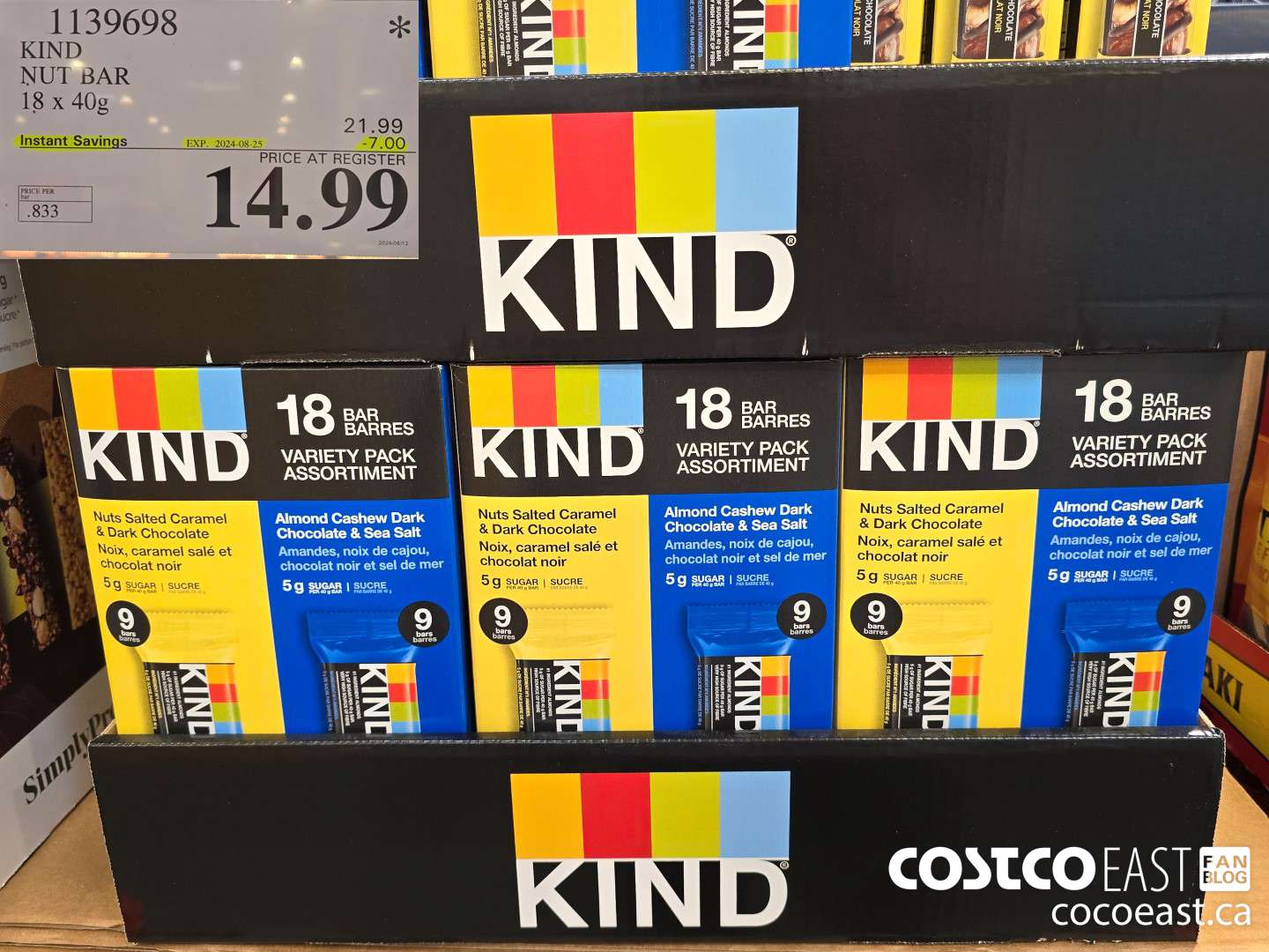 1139698 KIND NUT BAR 18 x 40G ($7.00 INSTANT SAVINGS EXPIRES ON 2024-08-25) $14.99