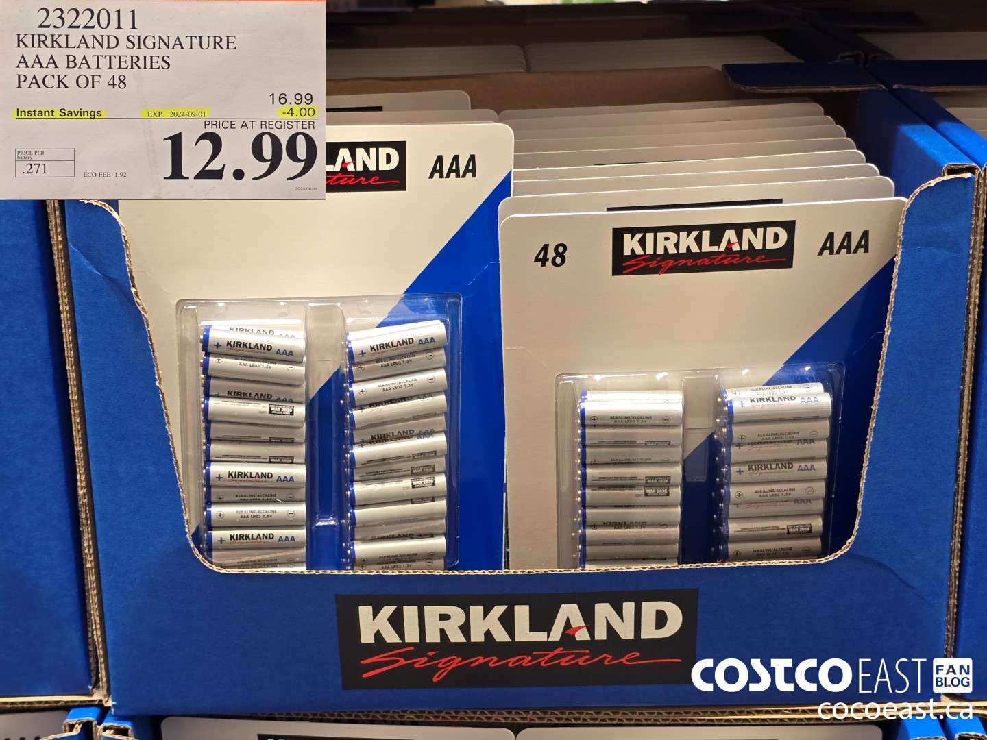 2322011 KIRKLAND SIGNATURE AAA BATTERIES PACK OF 48 ($4.00 INSTANT SAVINGS EXPIRES ON 2024-09-01) $12.99