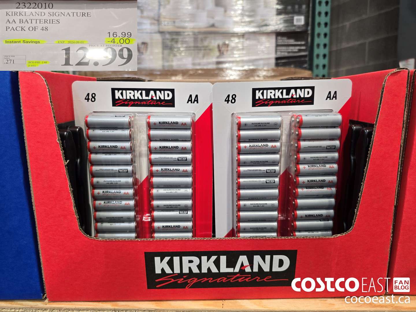 2322010 KIRKLAND SIGNATURE AA BATTERIES PACK OF 48 ($4.00 INSTANT SAVINGS EXPIRES ON 2024-09-01) $12.99