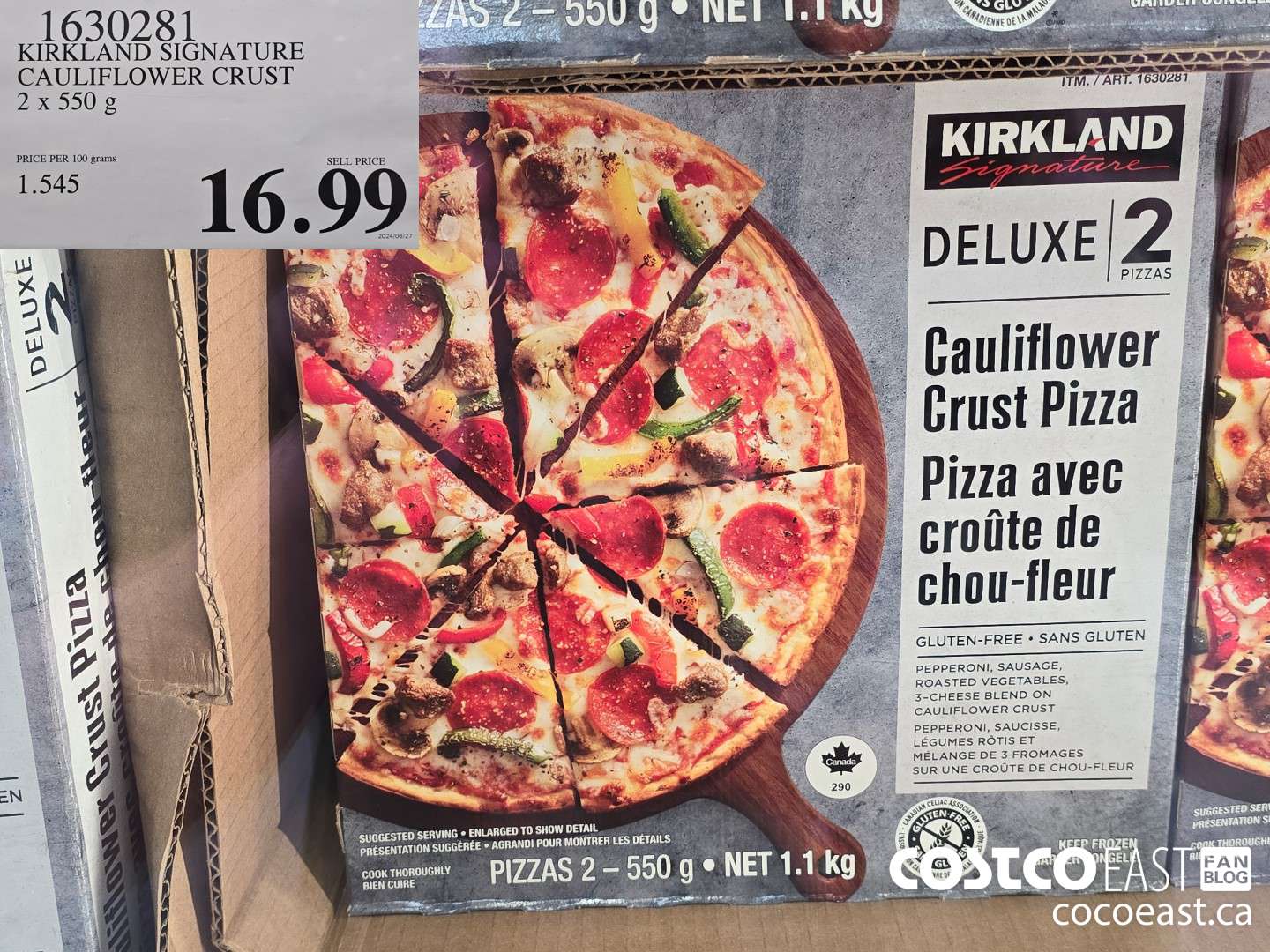 1630281 KIRKLAND SIGNATURE CAULIFLOWER CRUST 2 x 550 G $16.99