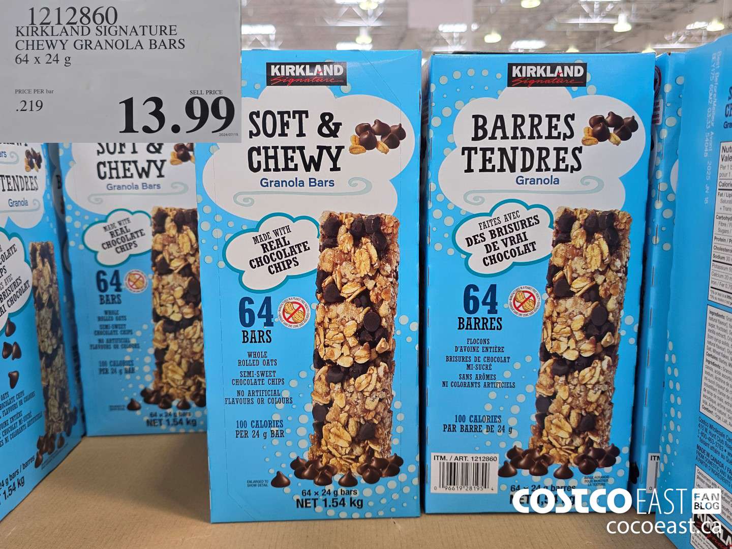 1212860 KIRKLAND SIGNATURE CHEWY GRANOLA BARS 64 X 24 G $13.99